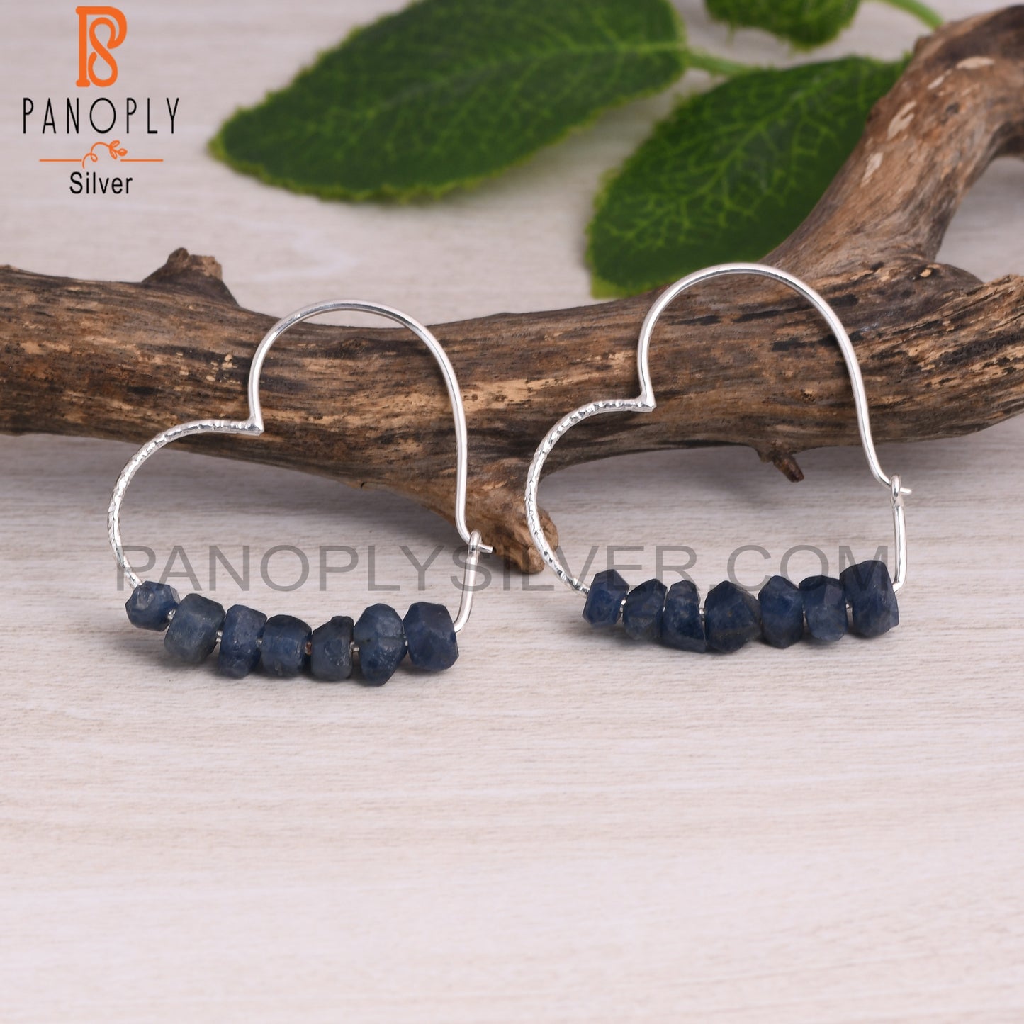Blue Sapphire Rough 925 Sterling Silver Earrings