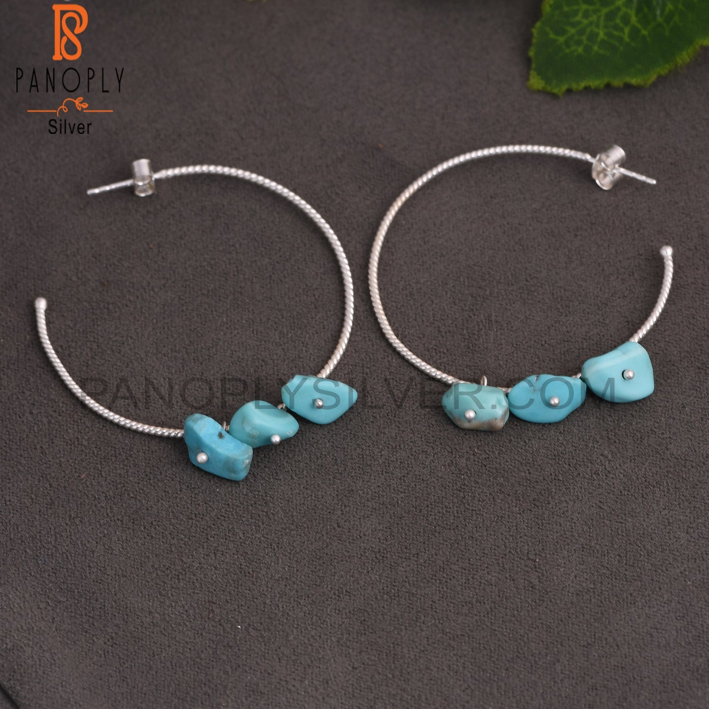 Arizona Turquoise Rough 925 Sterling Silver Twist Earrings