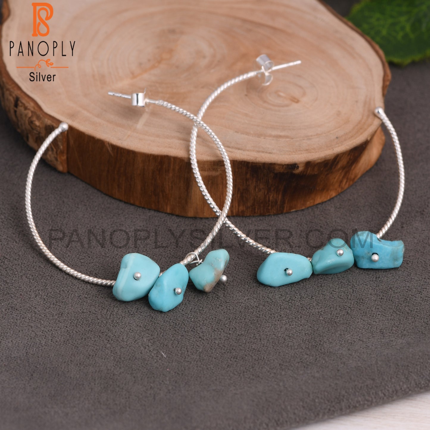Arizona Turquoise Rough 925 Sterling Silver Twist Earrings