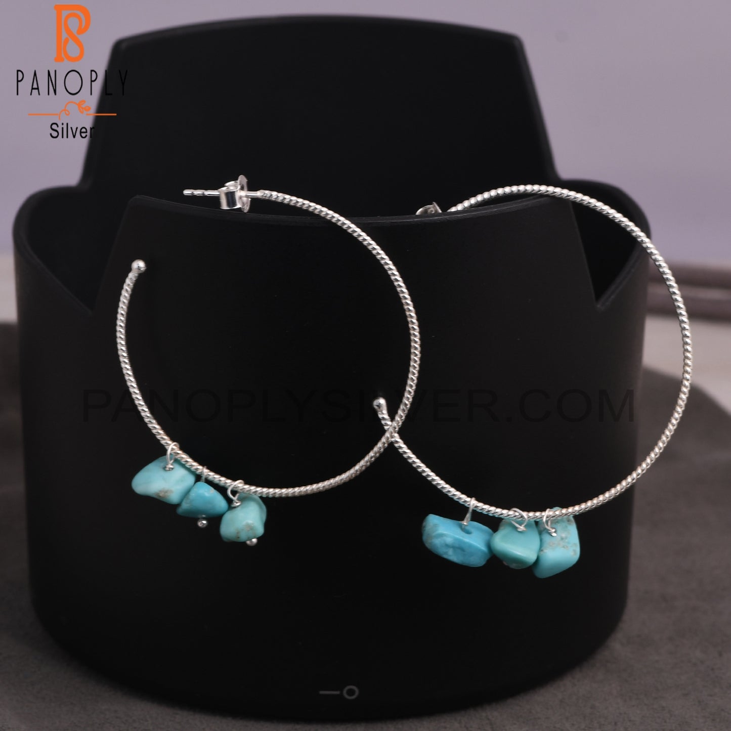 Arizona Turquoise Rough 925 Sterling Silver Twist Earrings
