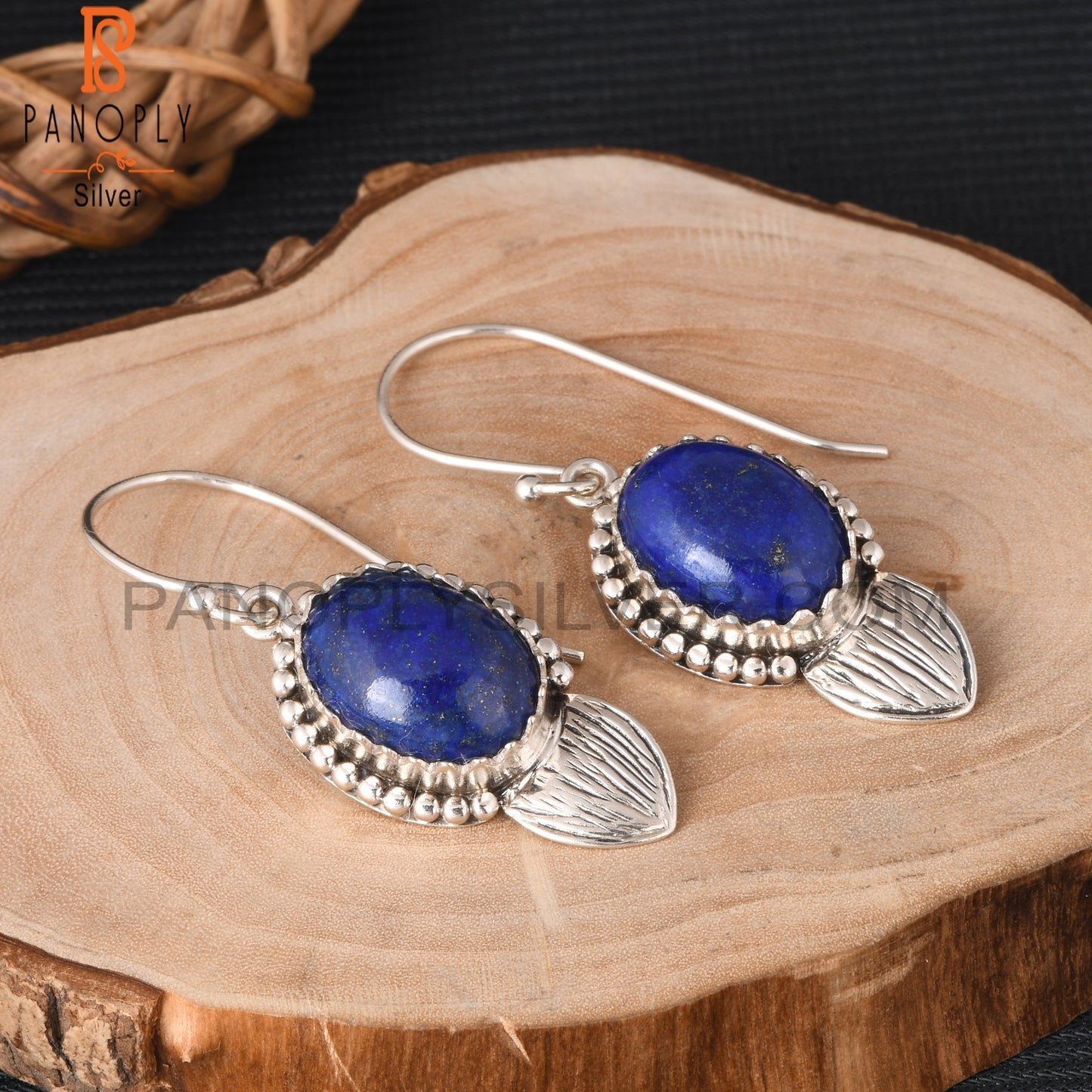 Lapis Oval Shape 925 Sterling Silver Earrings