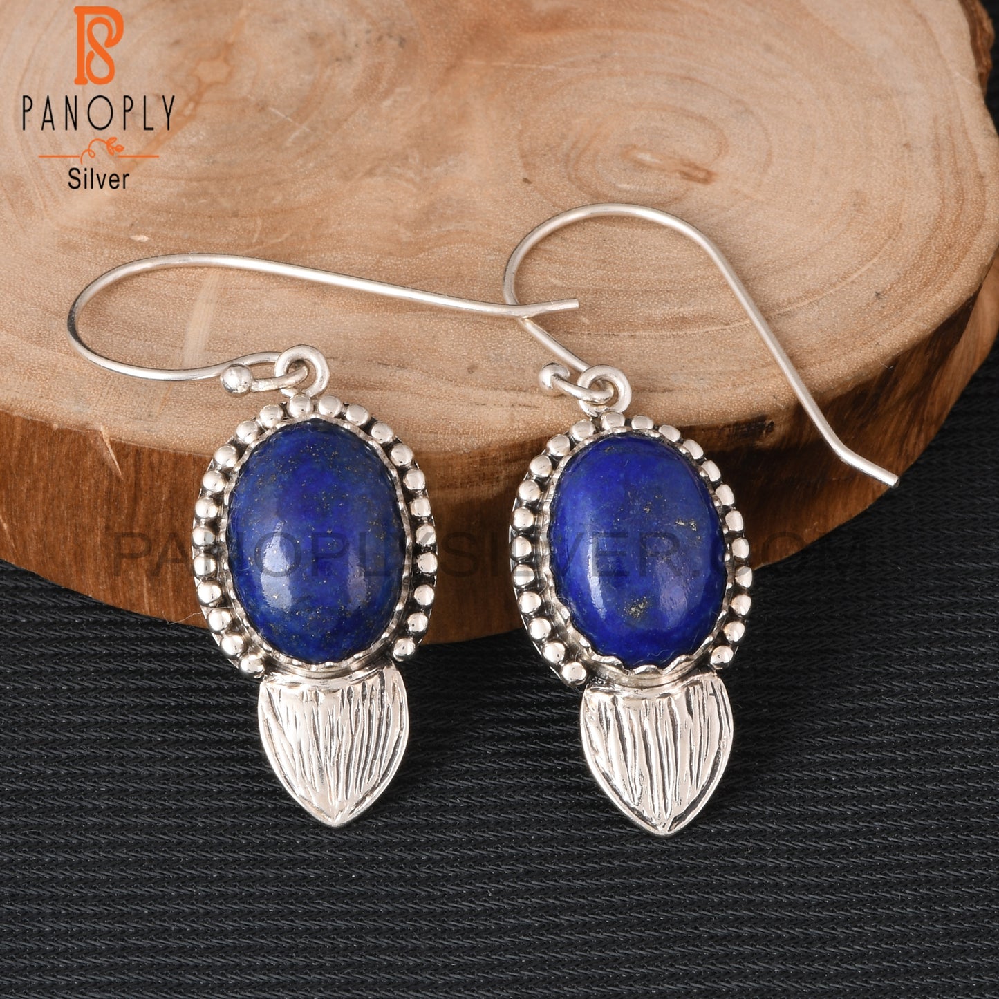 Lapis Oval Shape 925 Sterling Silver Earrings
