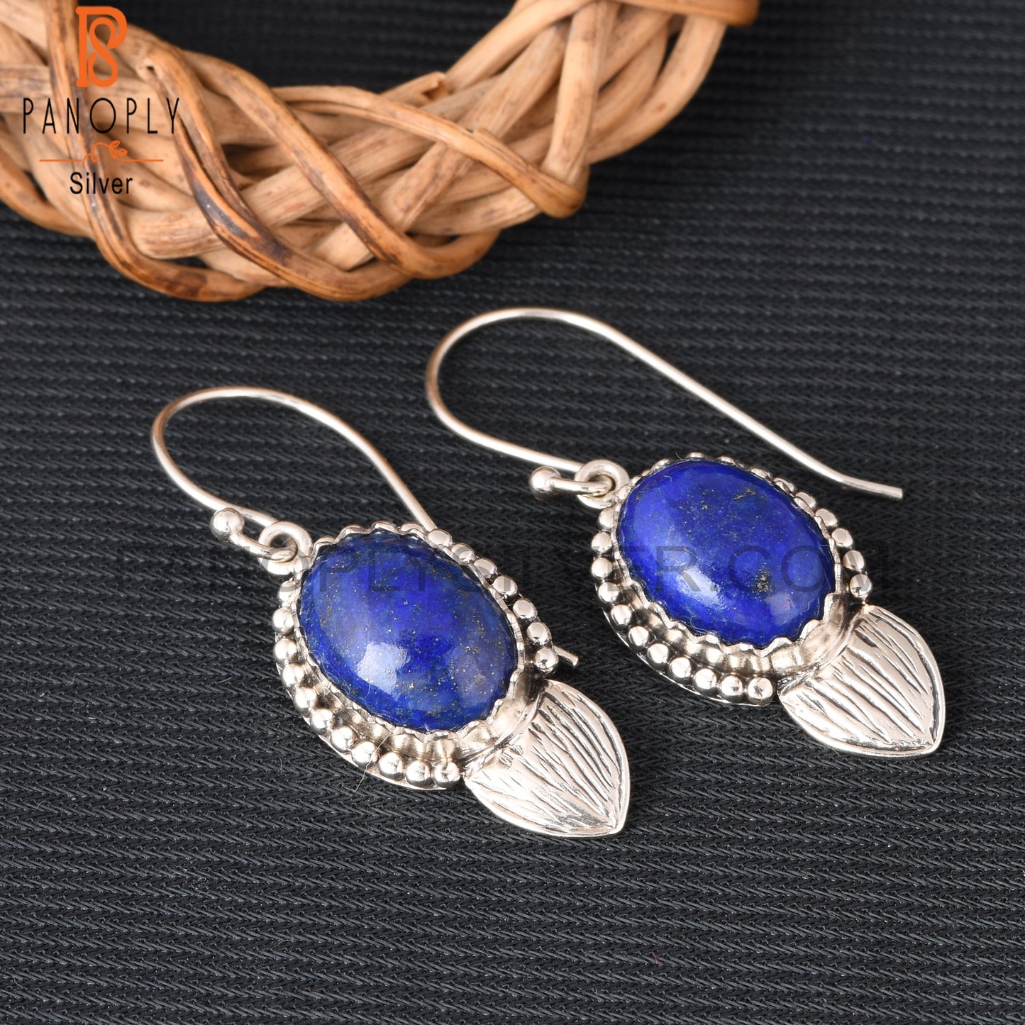 Lapis Oval Shape 925 Sterling Silver Earrings
