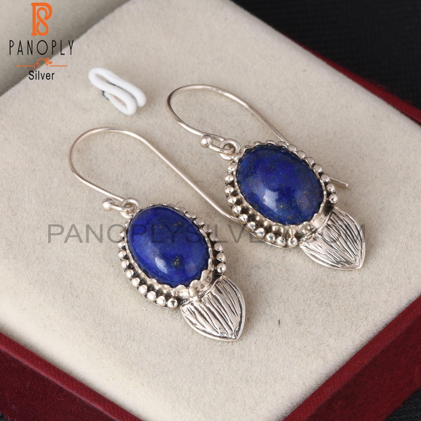 Lapis Oval Shape 925 Sterling Silver Earrings