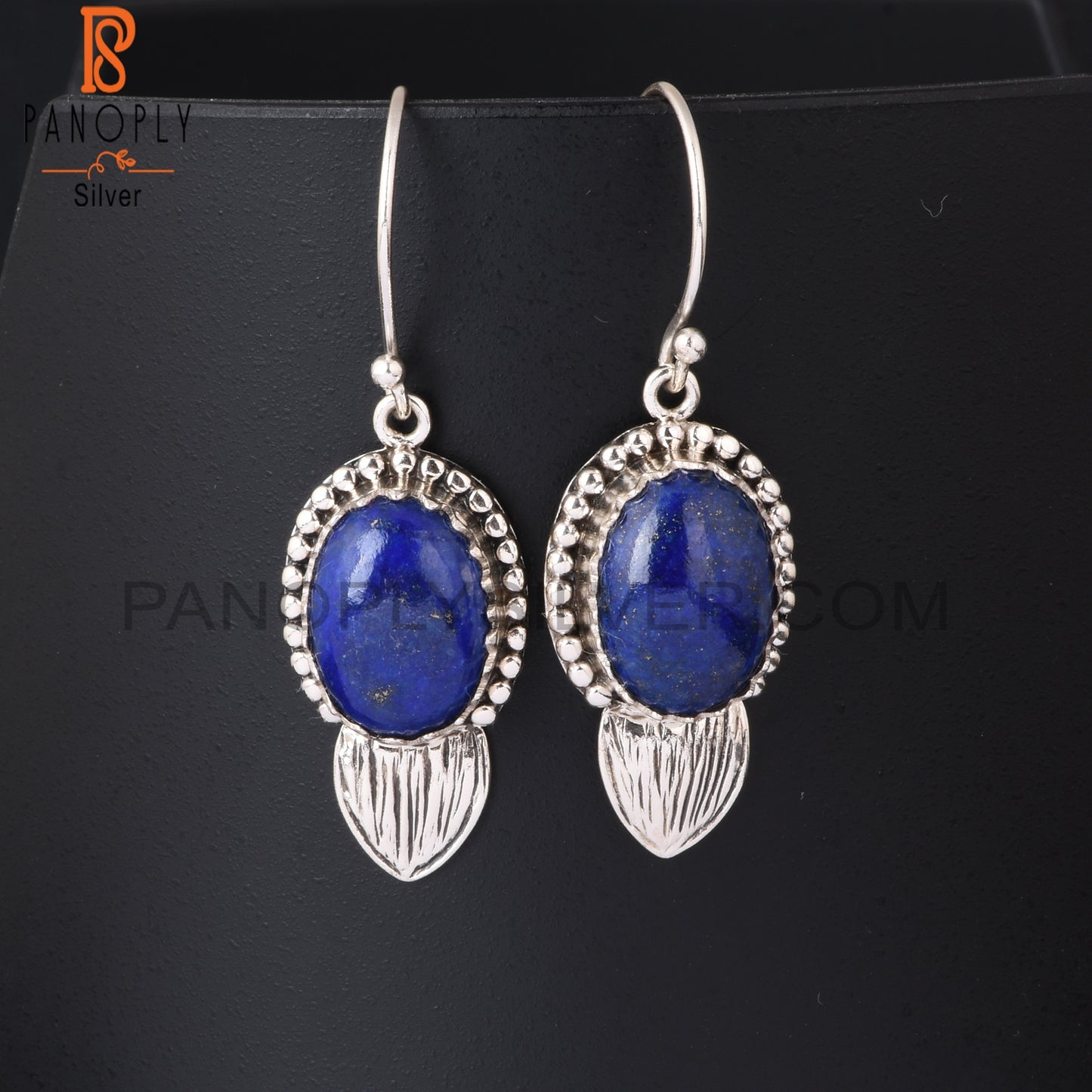 Lapis Oval Shape 925 Sterling Silver Earrings