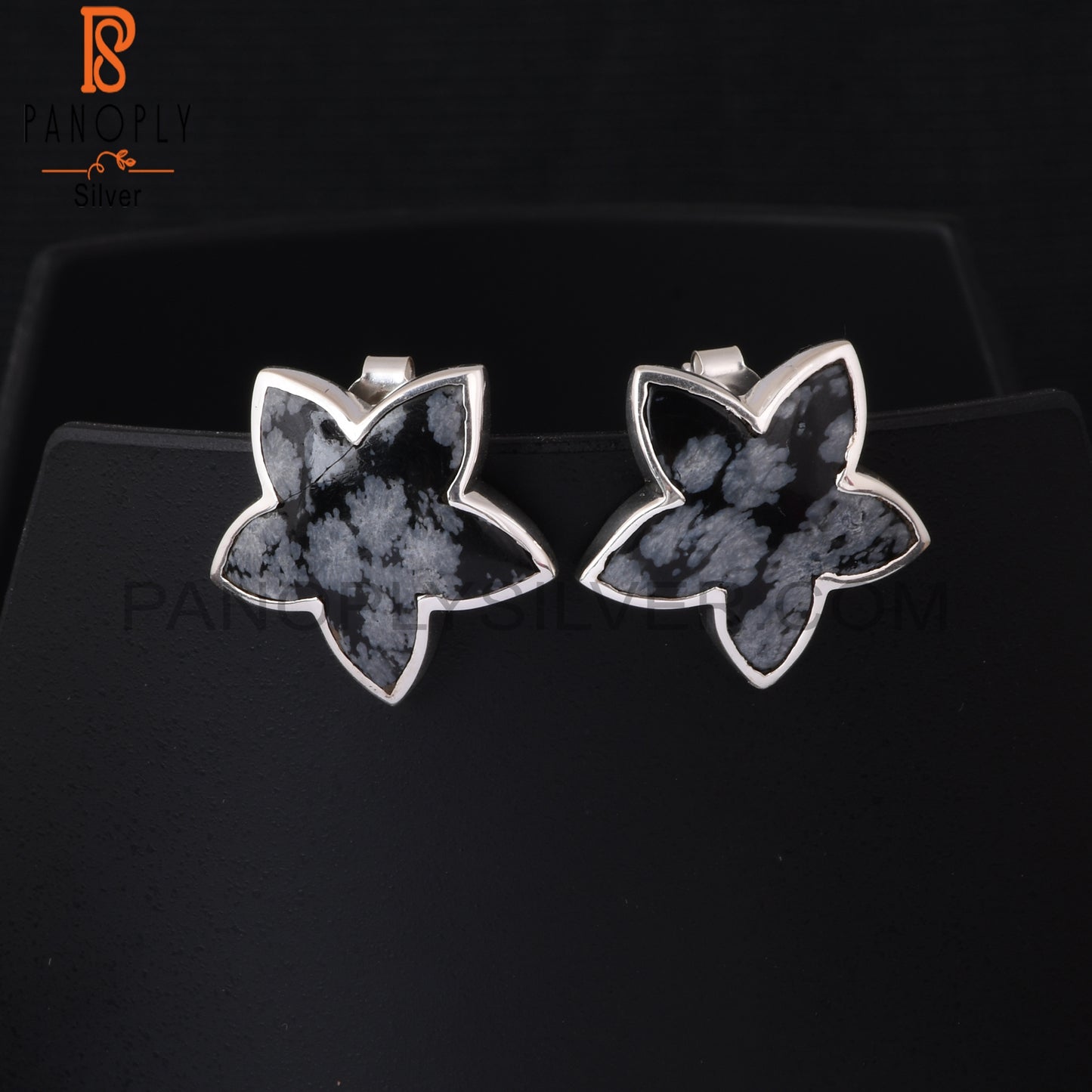 Snowflake Obsidian 925 Sterling Silver Earrings