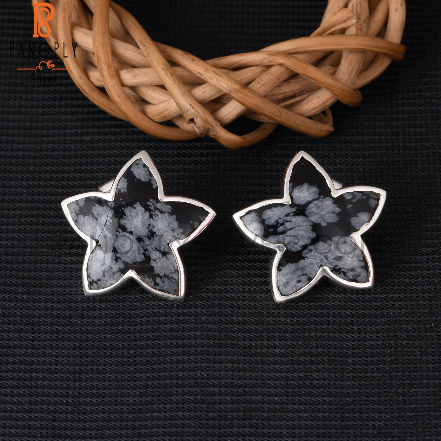 Snowflake Obsidian 925 Sterling Silver Earrings