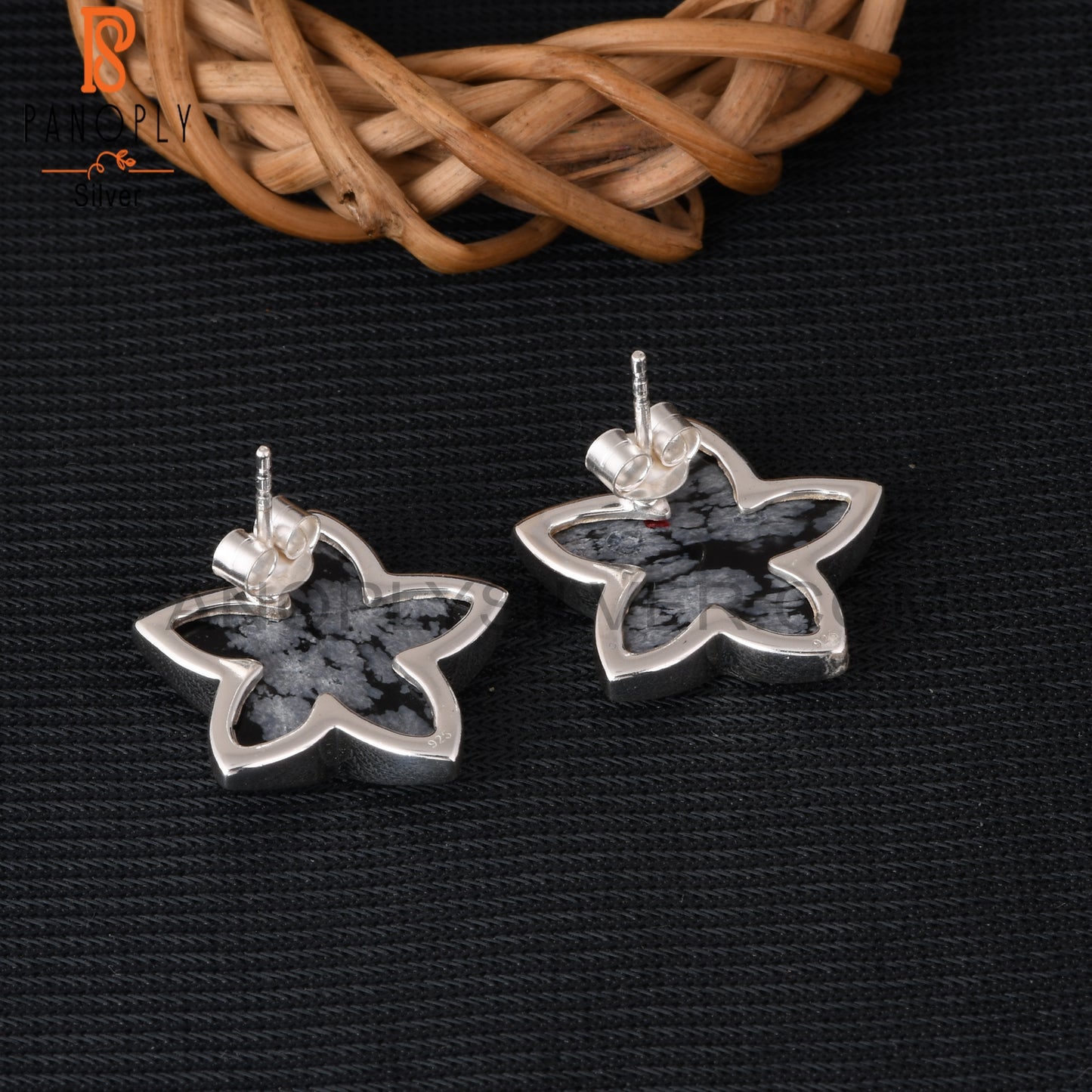 Snowflake Obsidian 925 Sterling Silver Earrings