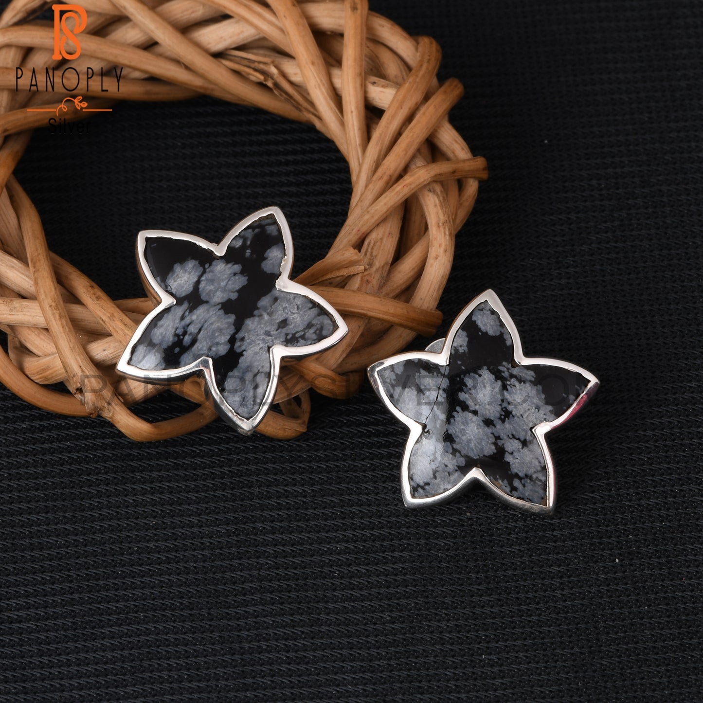 Snowflake Obsidian 925 Sterling Silver Earrings