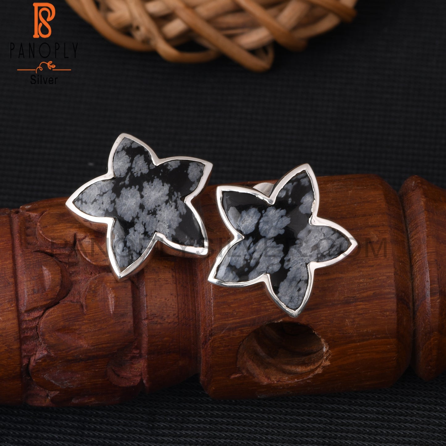 Snowflake Obsidian 925 Sterling Silver Earrings