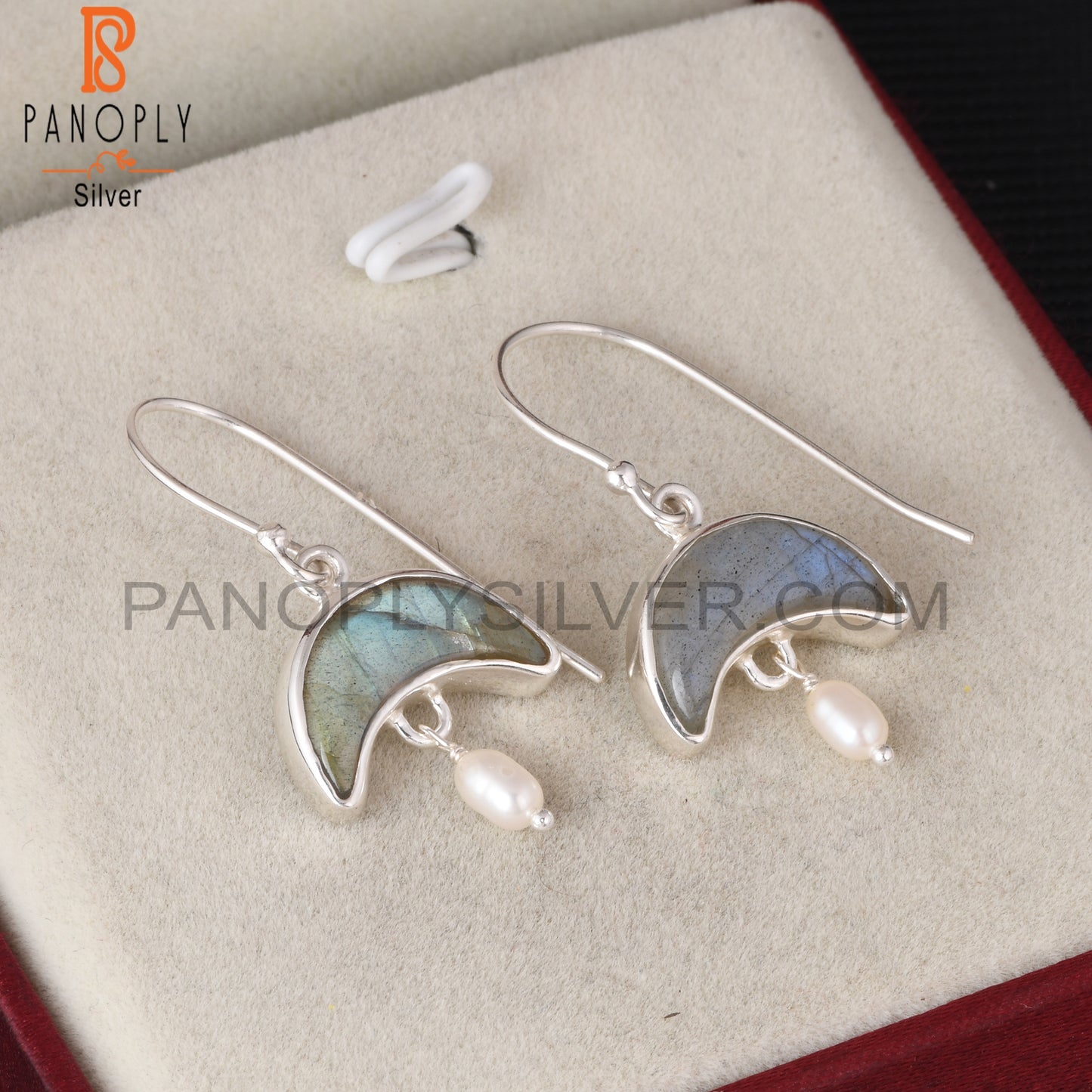 Labradorite & Pearl 925 Sterling Silver Dangle Earrings