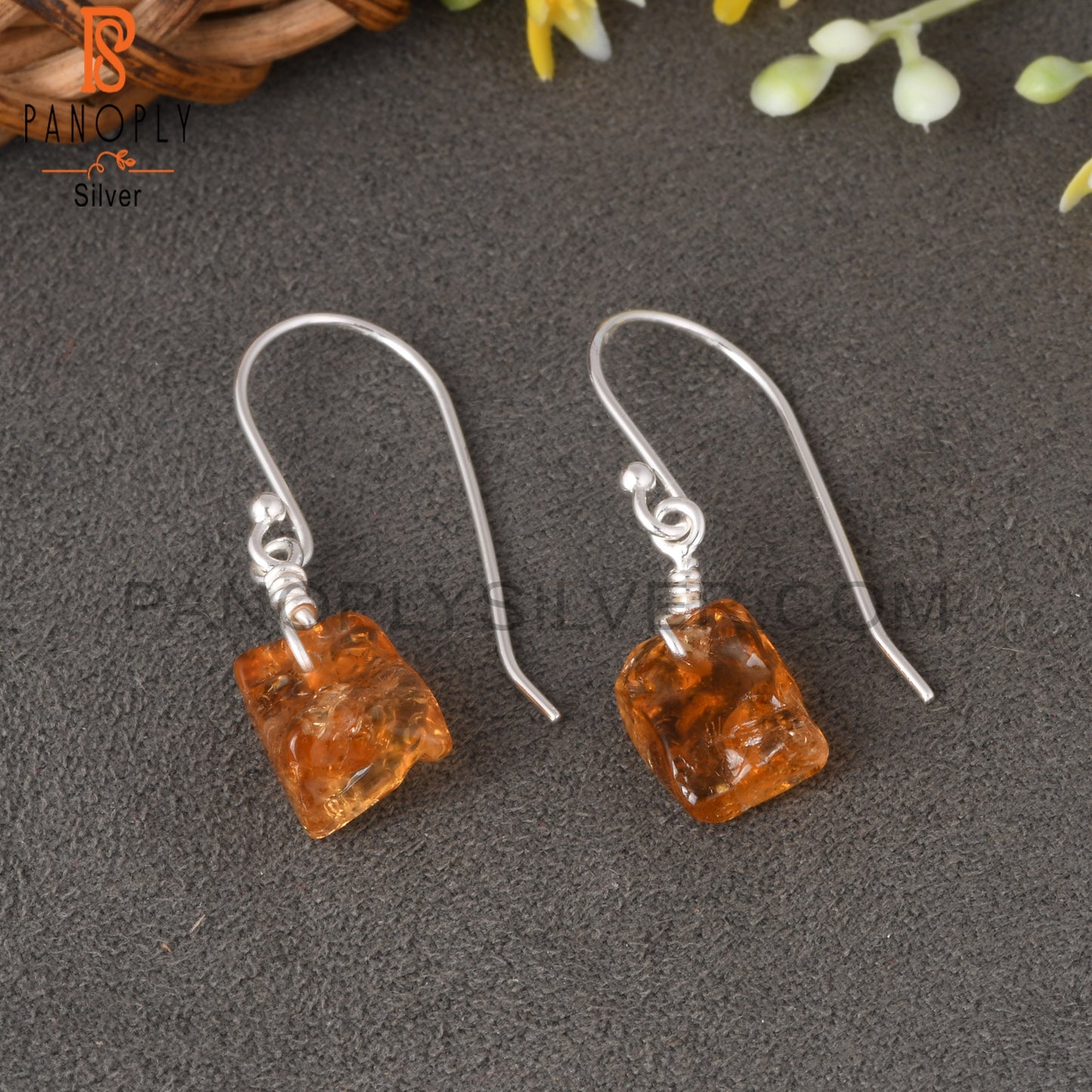 Citrine Rough 925 Sterling Silver Lightweight Earrings