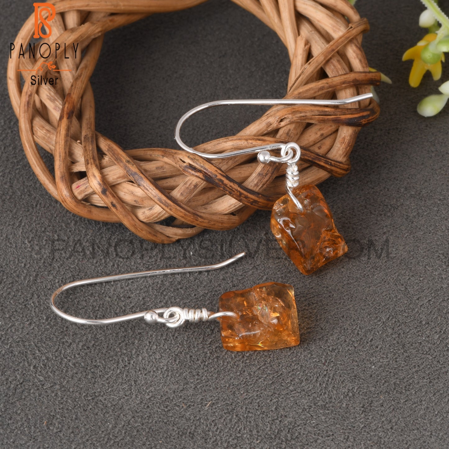 Citrine Rough 925 Sterling Silver Lightweight Earrings