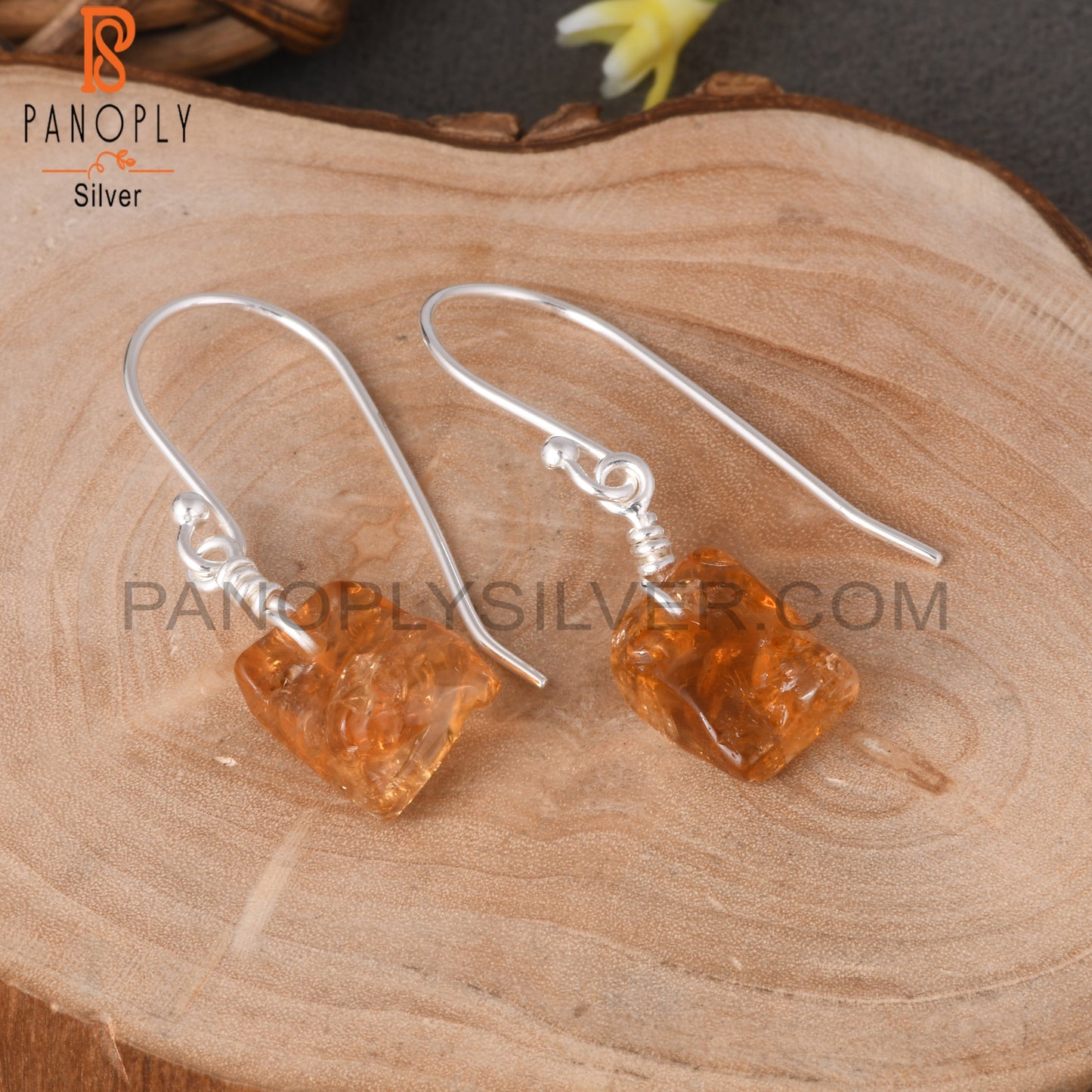 Citrine Rough 925 Sterling Silver Lightweight Earrings
