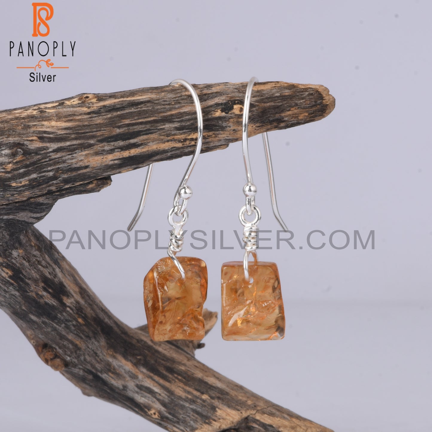 Citrine Rough 925 Sterling Silver Lightweight Earrings