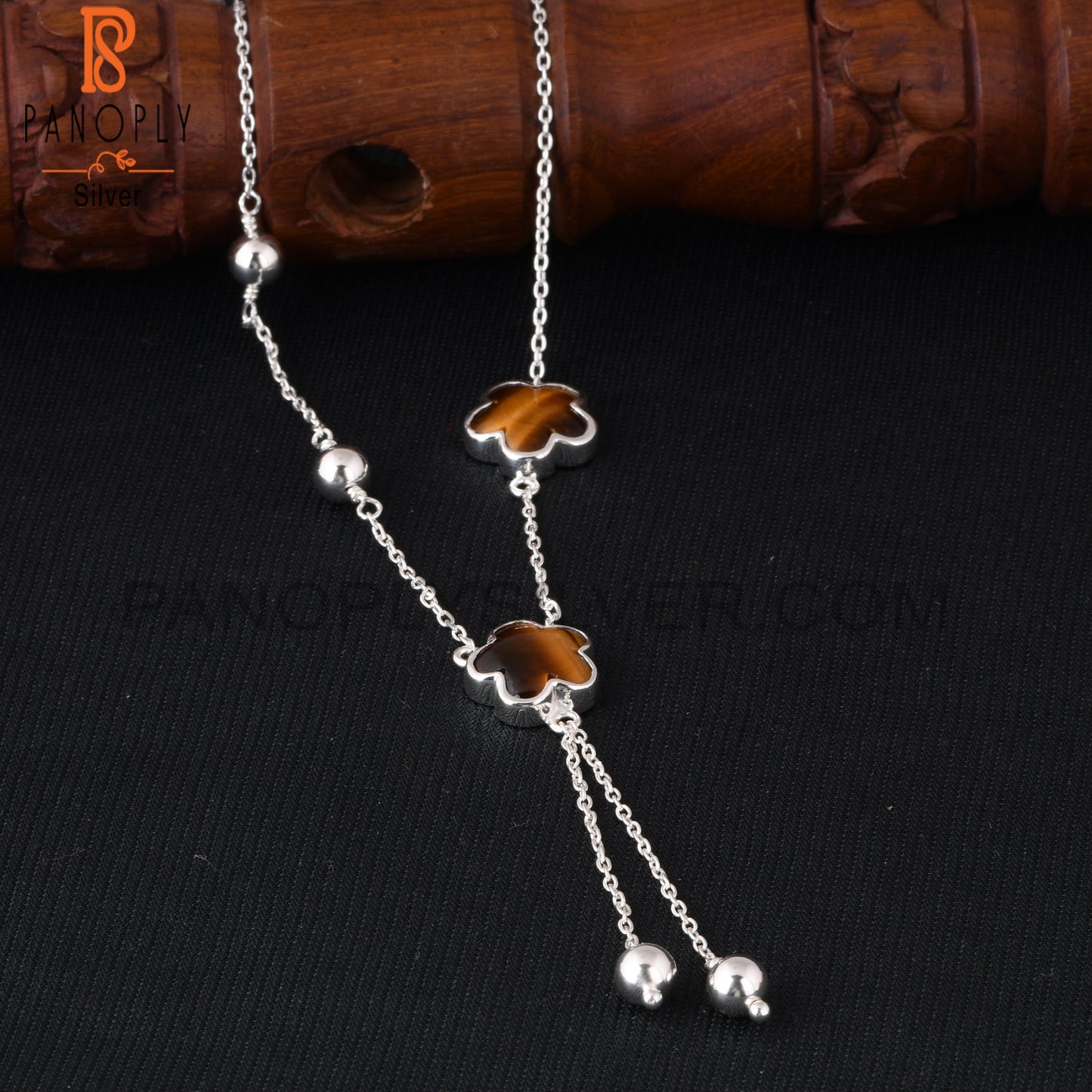 Tiger Eye Yellow Sunflower 925 Silver Beautiful Necklace