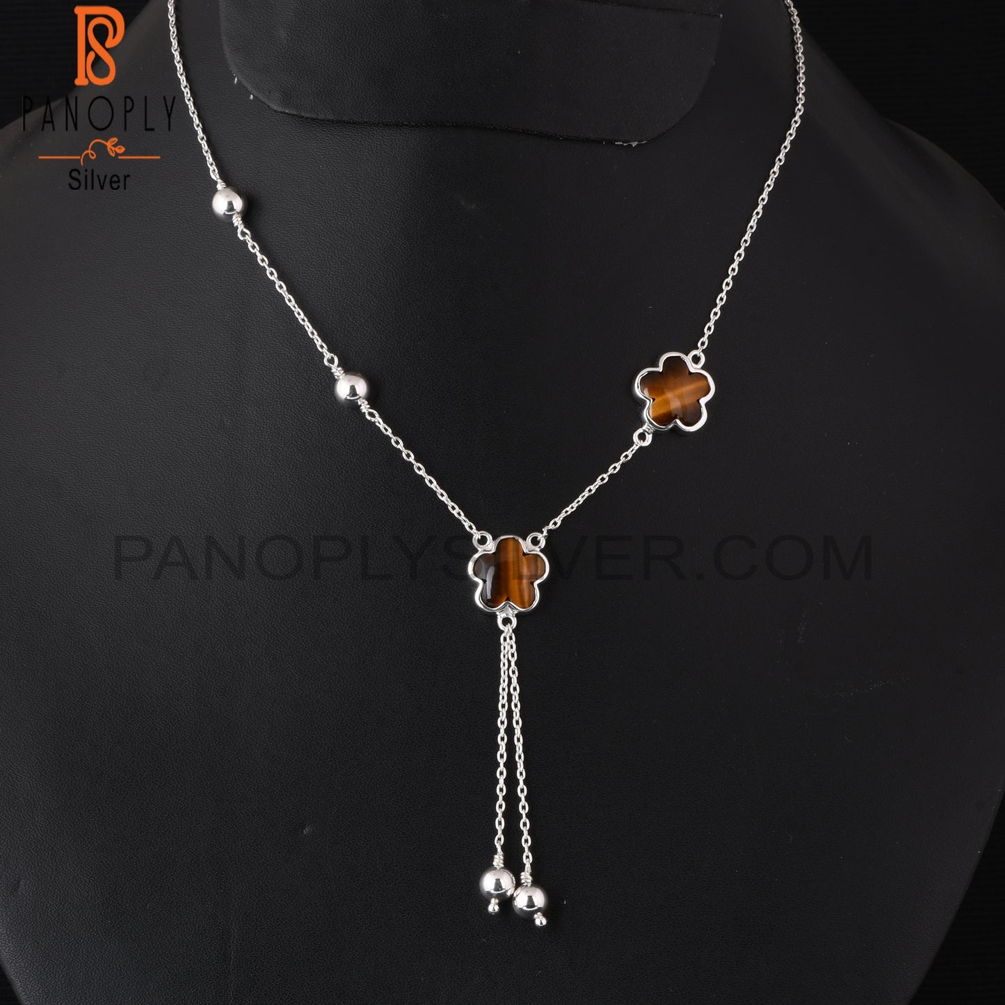 Tiger Eye Yellow Sunflower 925 Silver Beautiful Necklace