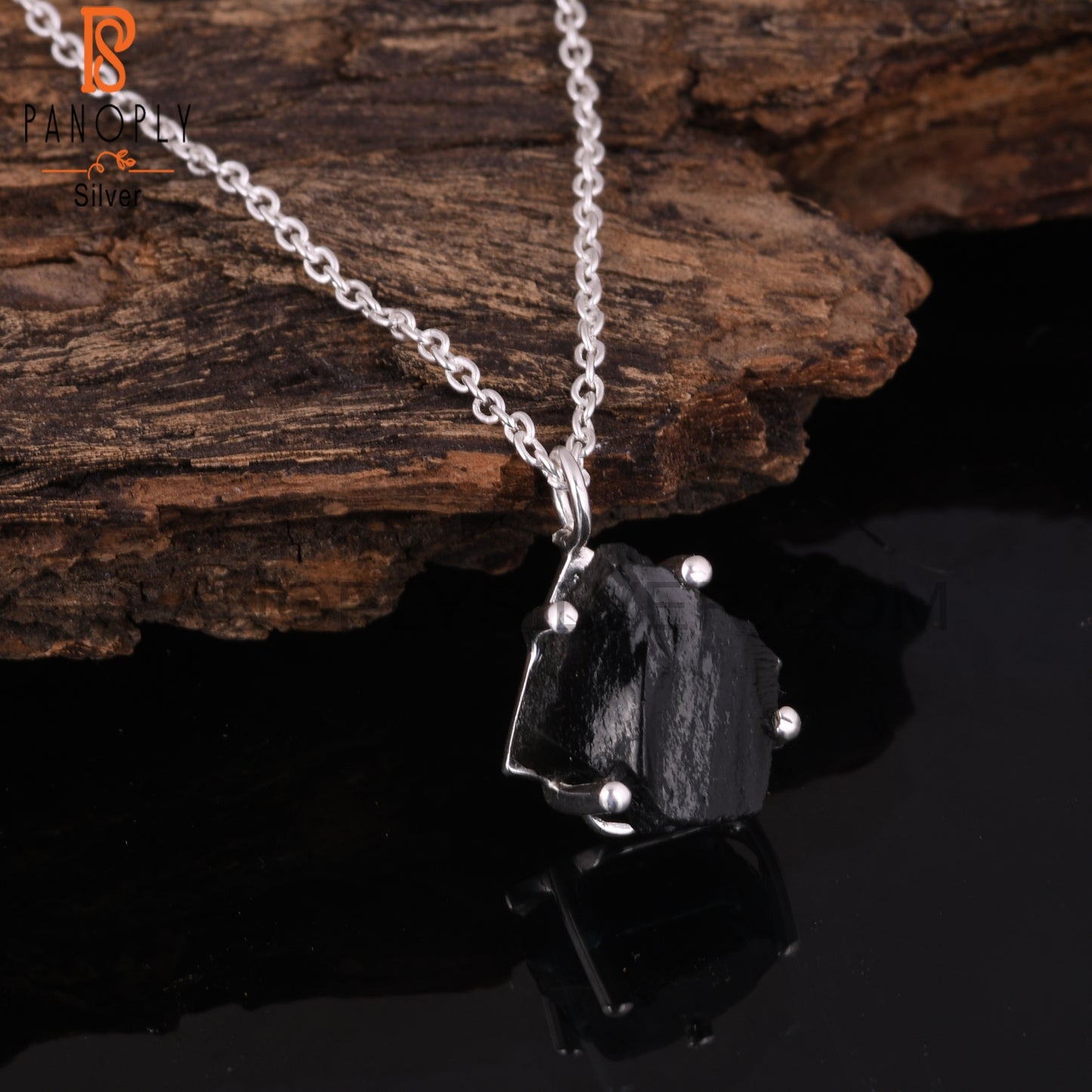 Black Obsidian 925 Sterling Silver Necklace And Pendant Chain