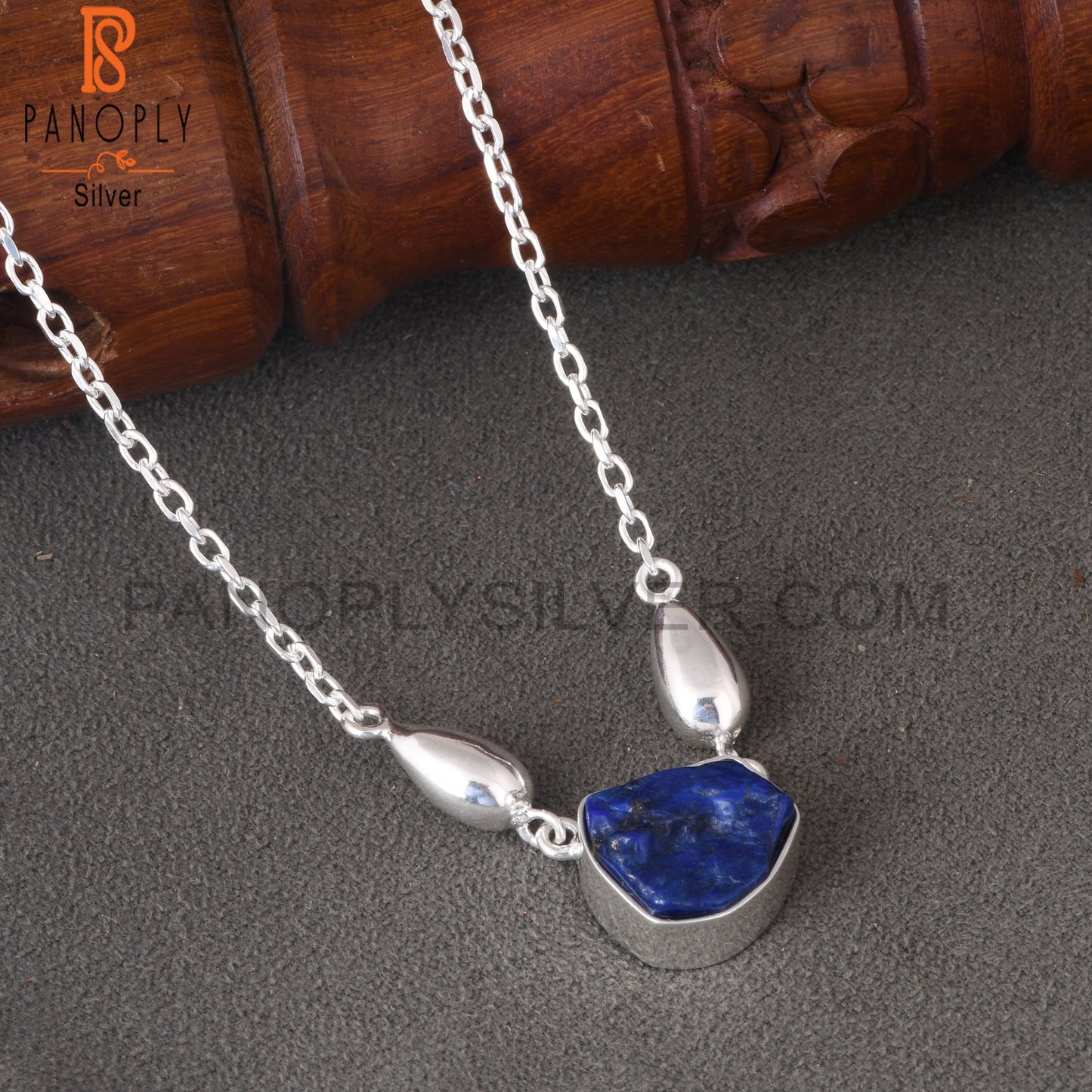 Lapis Rough 925 Sterling Silver Pendant