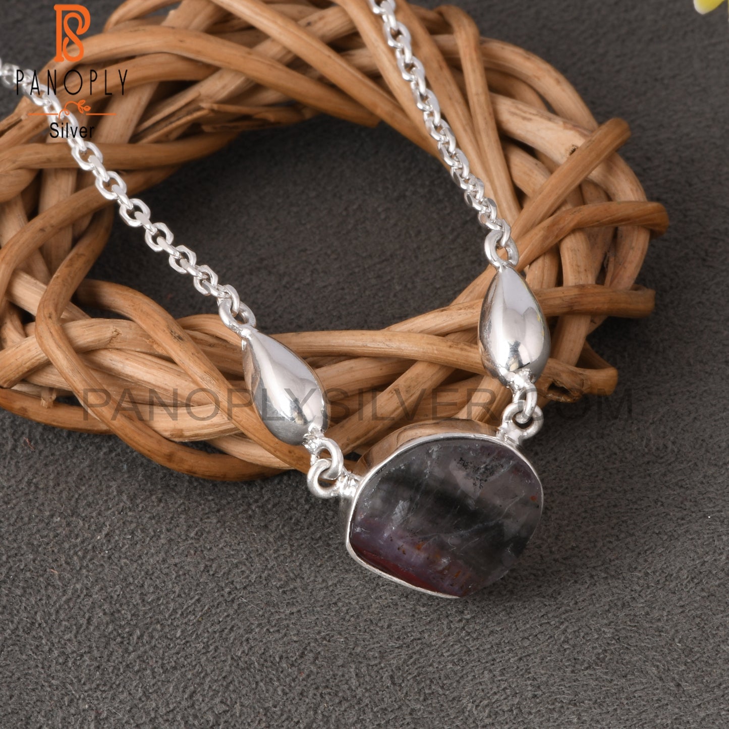 Super Seven Rough 925 Sterling Silver Pendant With Chain