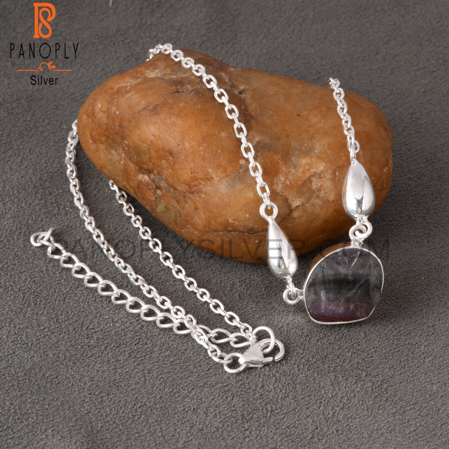 Super Seven Rough 925 Sterling Silver Pendant With Chain