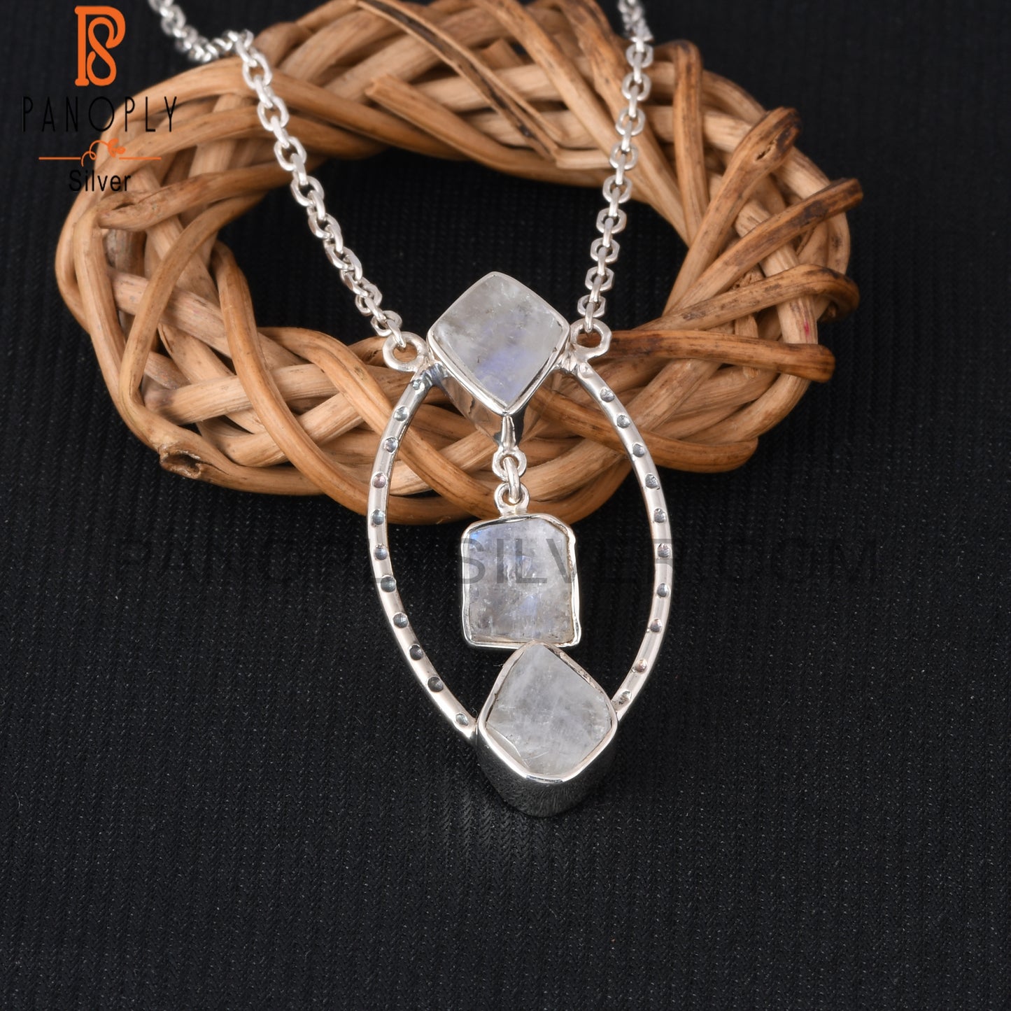 Rainbow Moonstone 925 Sterling Silver Pendant