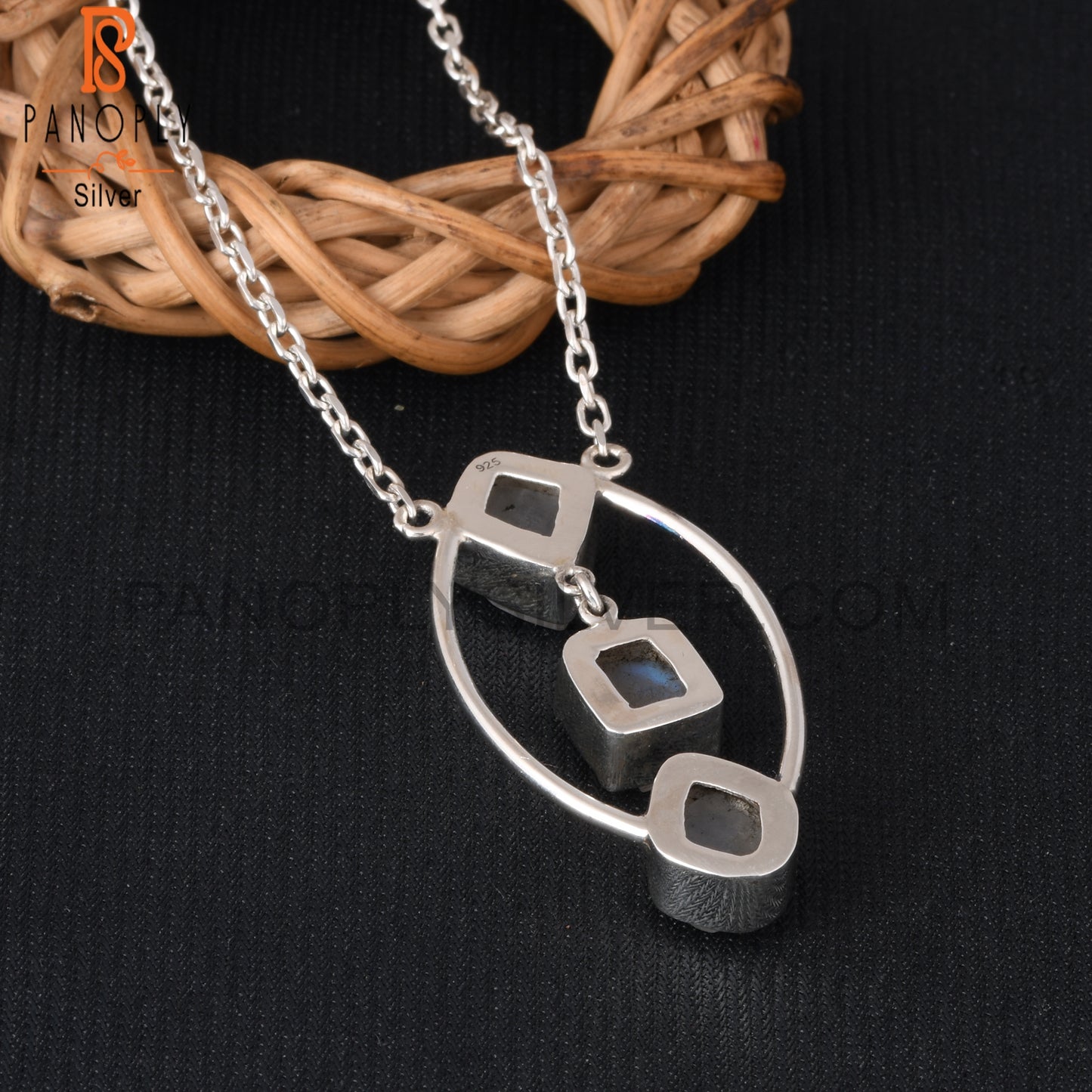 Rainbow Moonstone 925 Sterling Silver Pendant