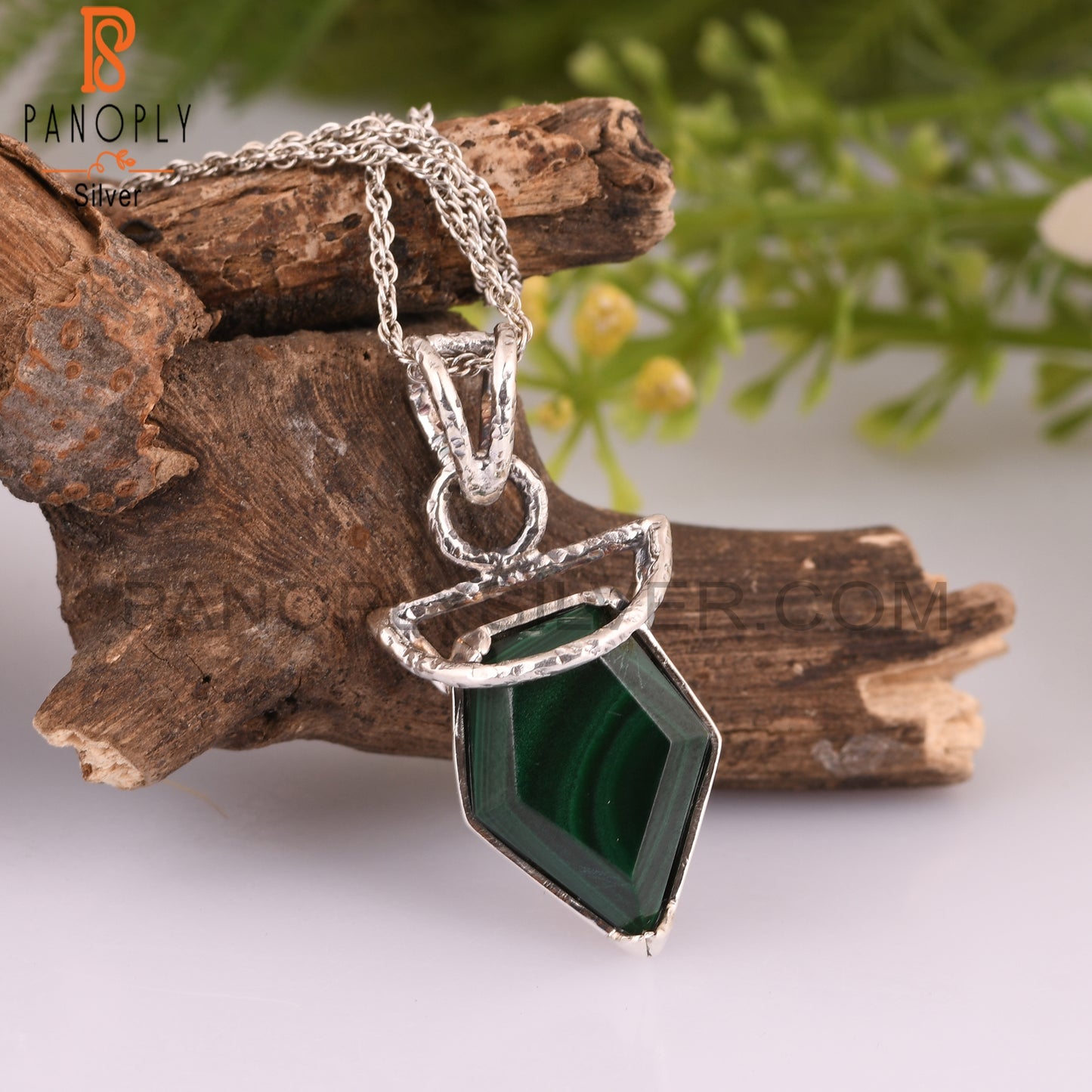 Malachite Pentagon 925 Sterling Silver Pendant