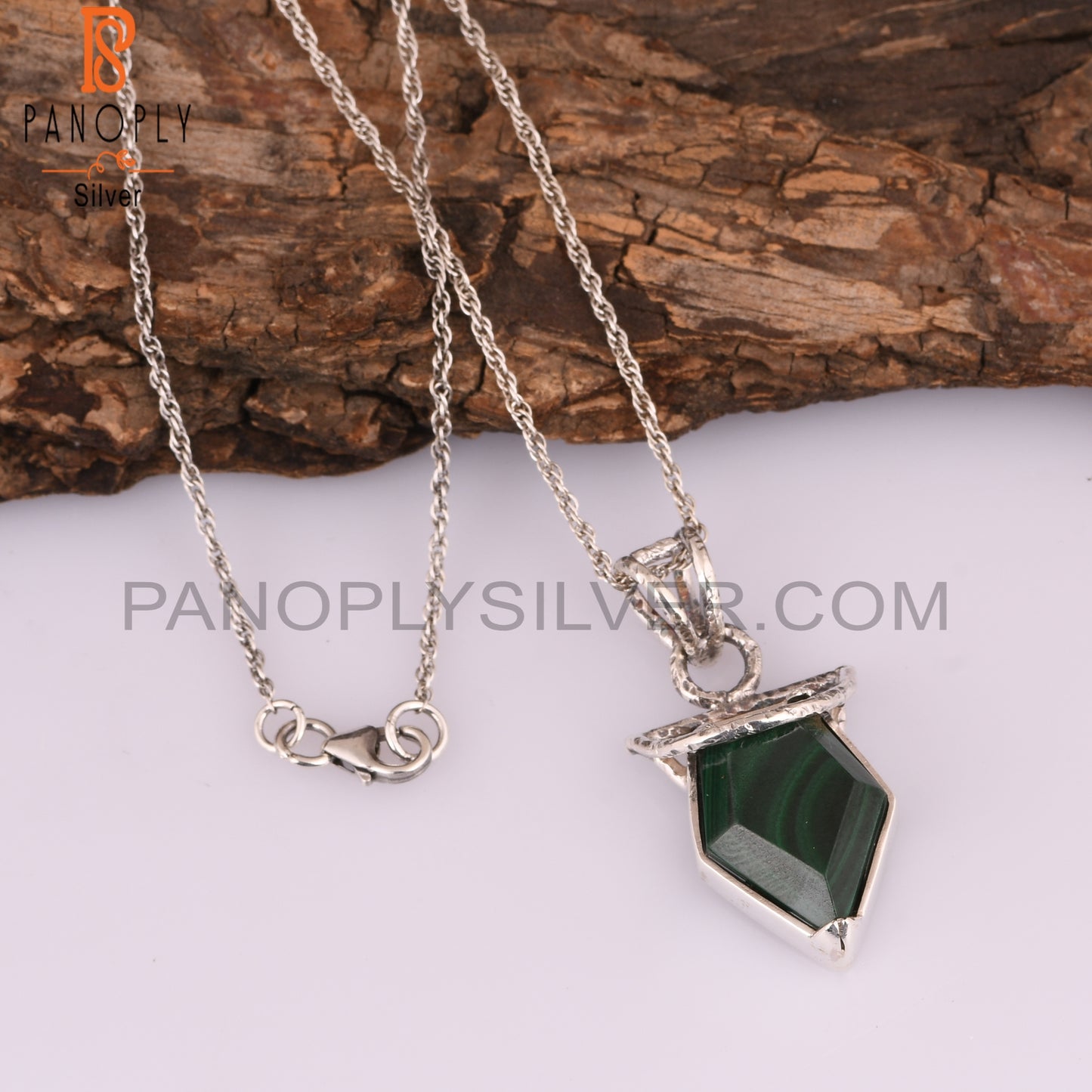 Malachite Pentagon 925 Sterling Silver Pendant