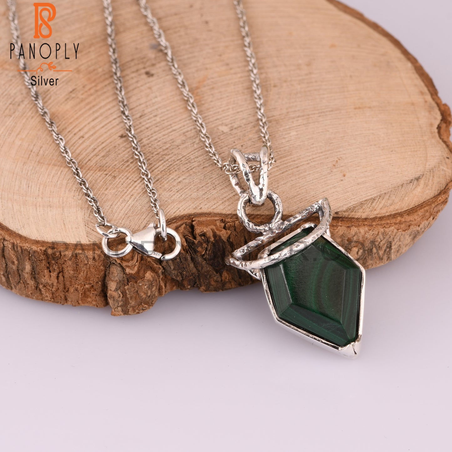 Malachite Pentagon 925 Sterling Silver Pendant