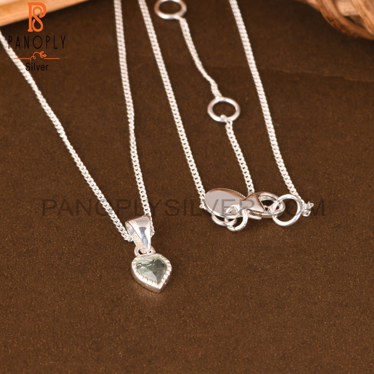 Aquamarine Heart 925 Sterling Silver Pandant With Chain