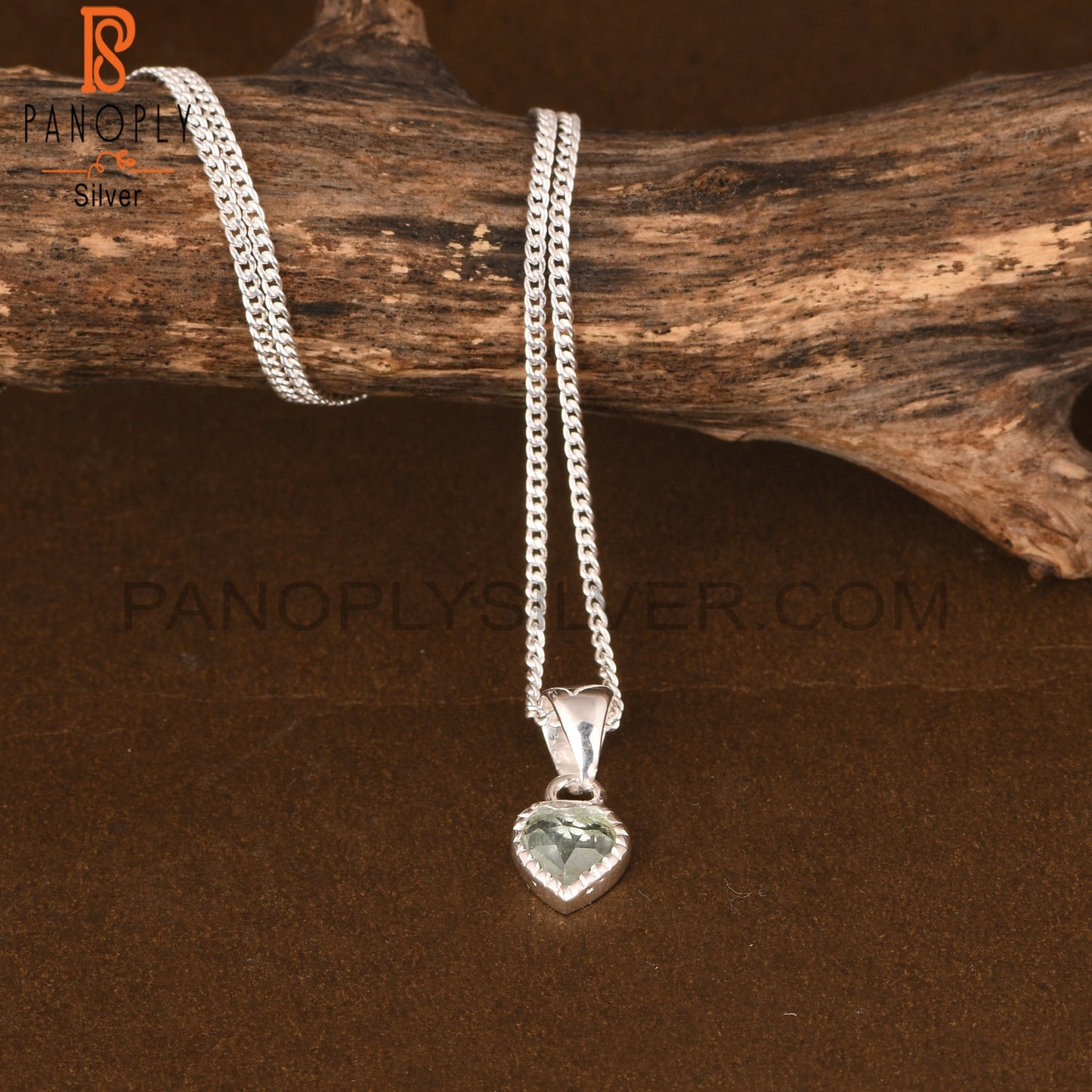 Aquamarine Heart 925 Sterling Silver Pandant With Chain