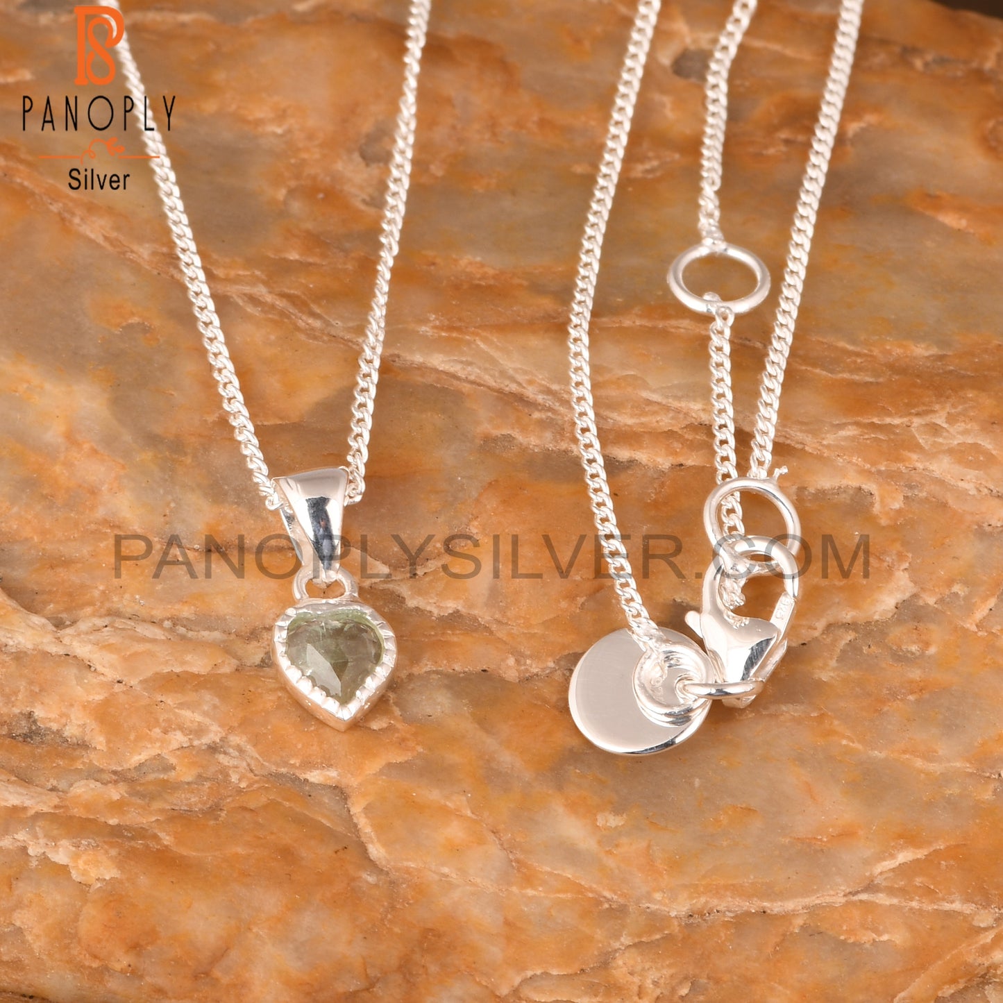 Aquamarine Heart 925 Sterling Silver Pandant With Chain