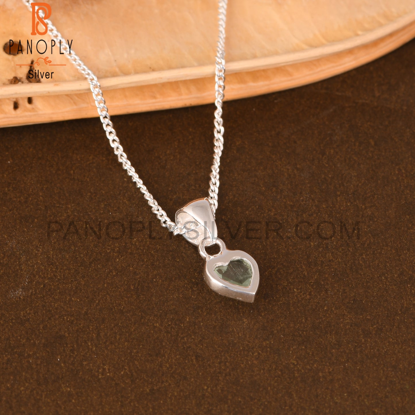 Aquamarine Heart 925 Sterling Silver Pandant With Chain