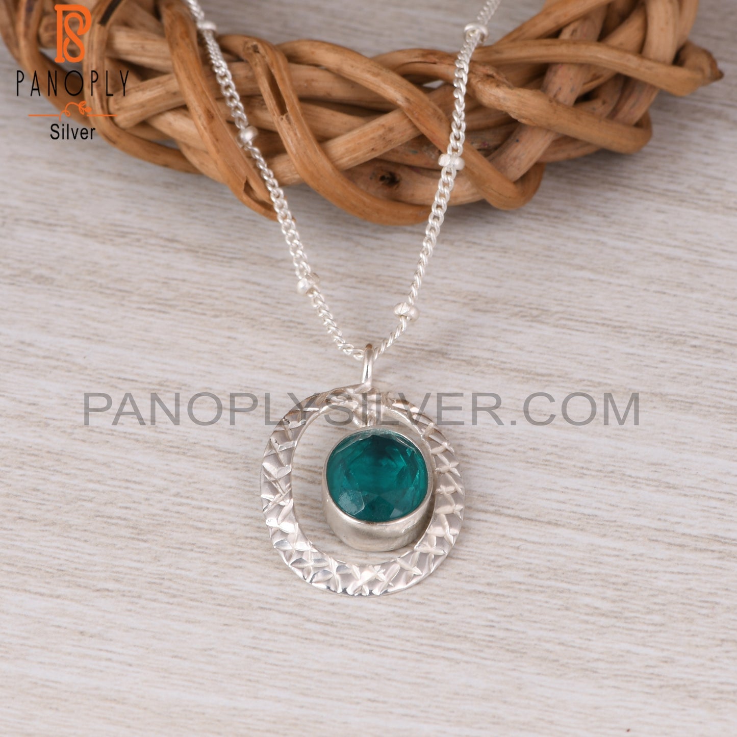 Doublet Santamaria Aquamarine Quartz Silver Pendant