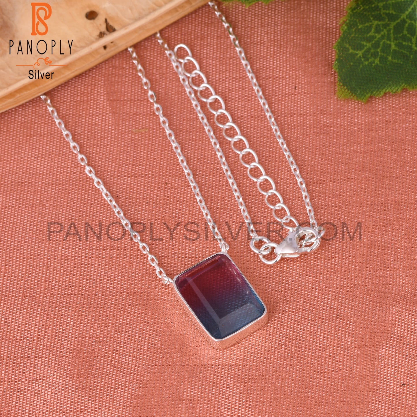 Bio Alexandrite Doublet Quartz Octogan 925 Silver Pendant