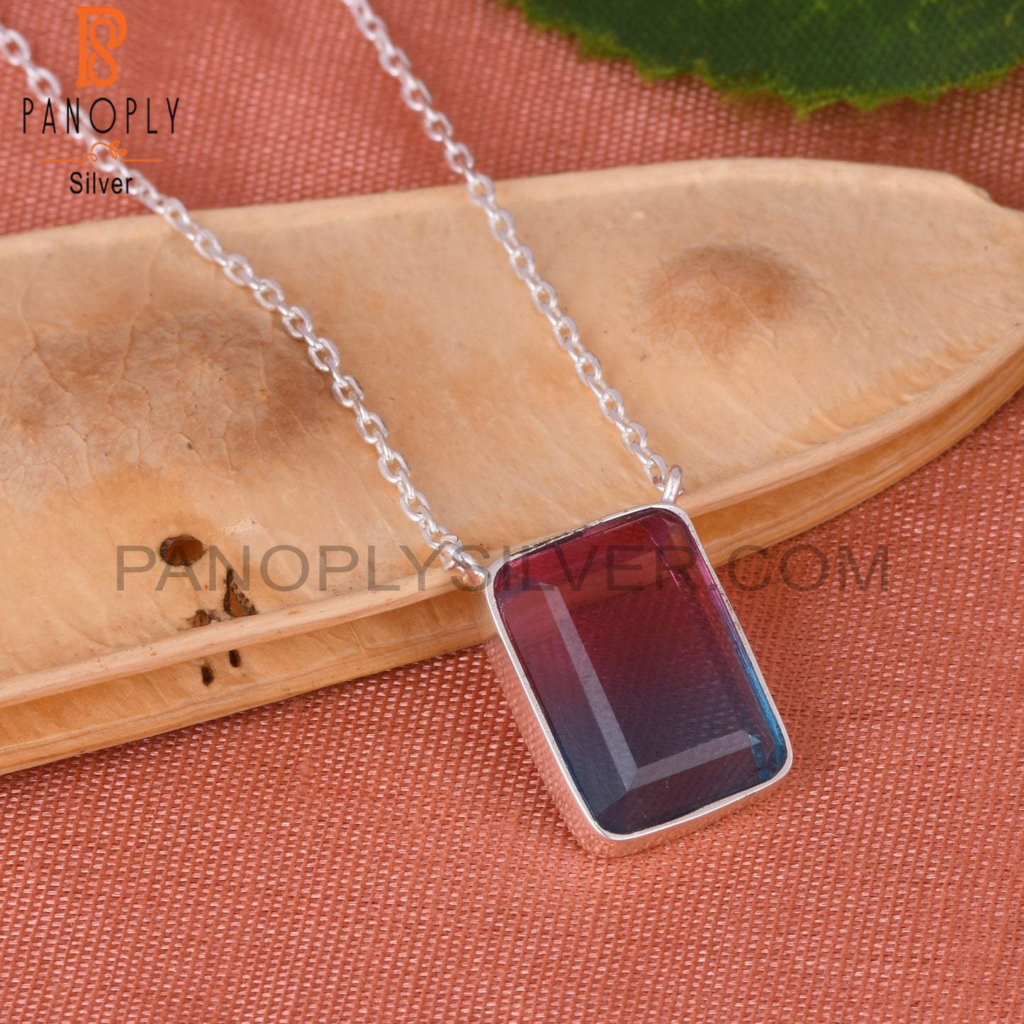 Bio Alexandrite Doublet Quartz Octogan 925 Silver Pendant