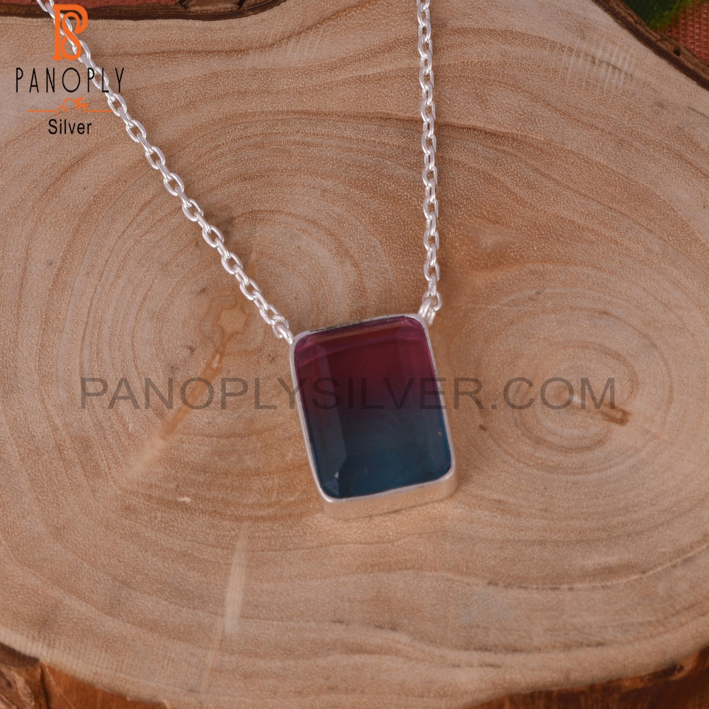Bio Alexandrite Doublet Quartz Octogan 925 Silver Pendant