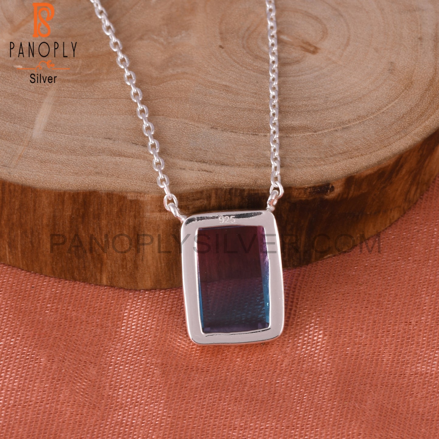 Bio Alexandrite Doublet Quartz Octogan 925 Silver Pendant