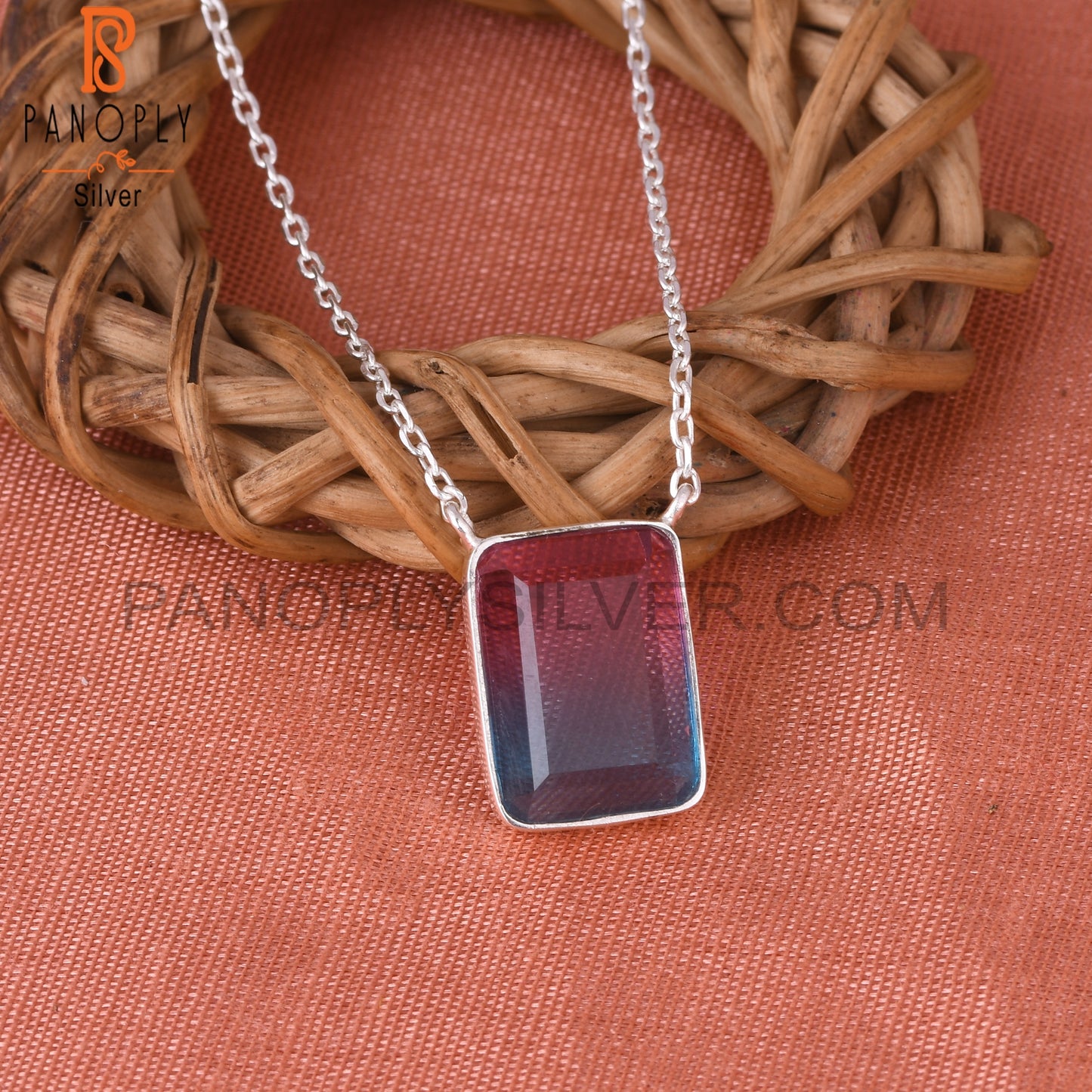 Bio Alexandrite Doublet Quartz Octogan 925 Silver Pendant