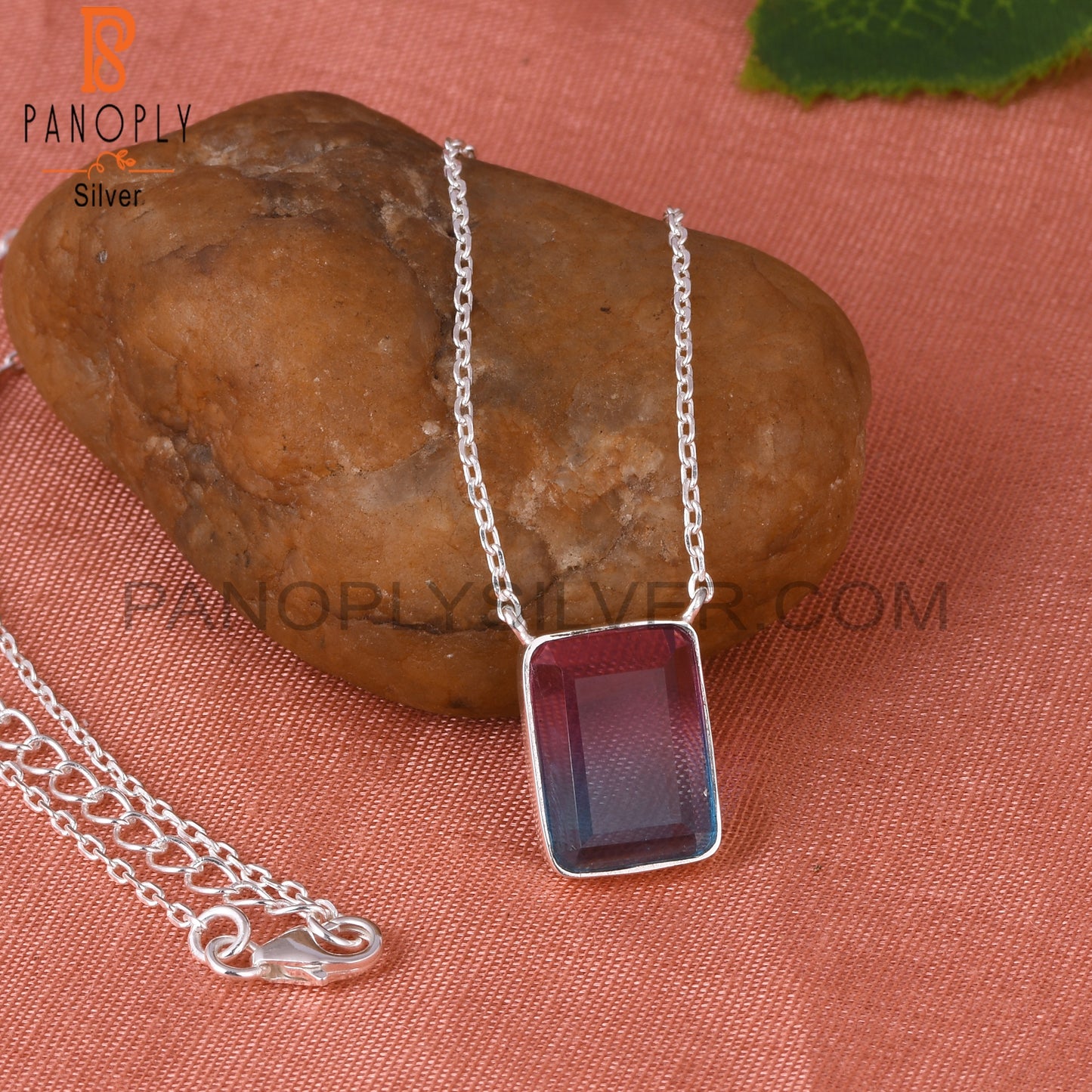 Bio Alexandrite Doublet Quartz Octogan 925 Silver Pendant