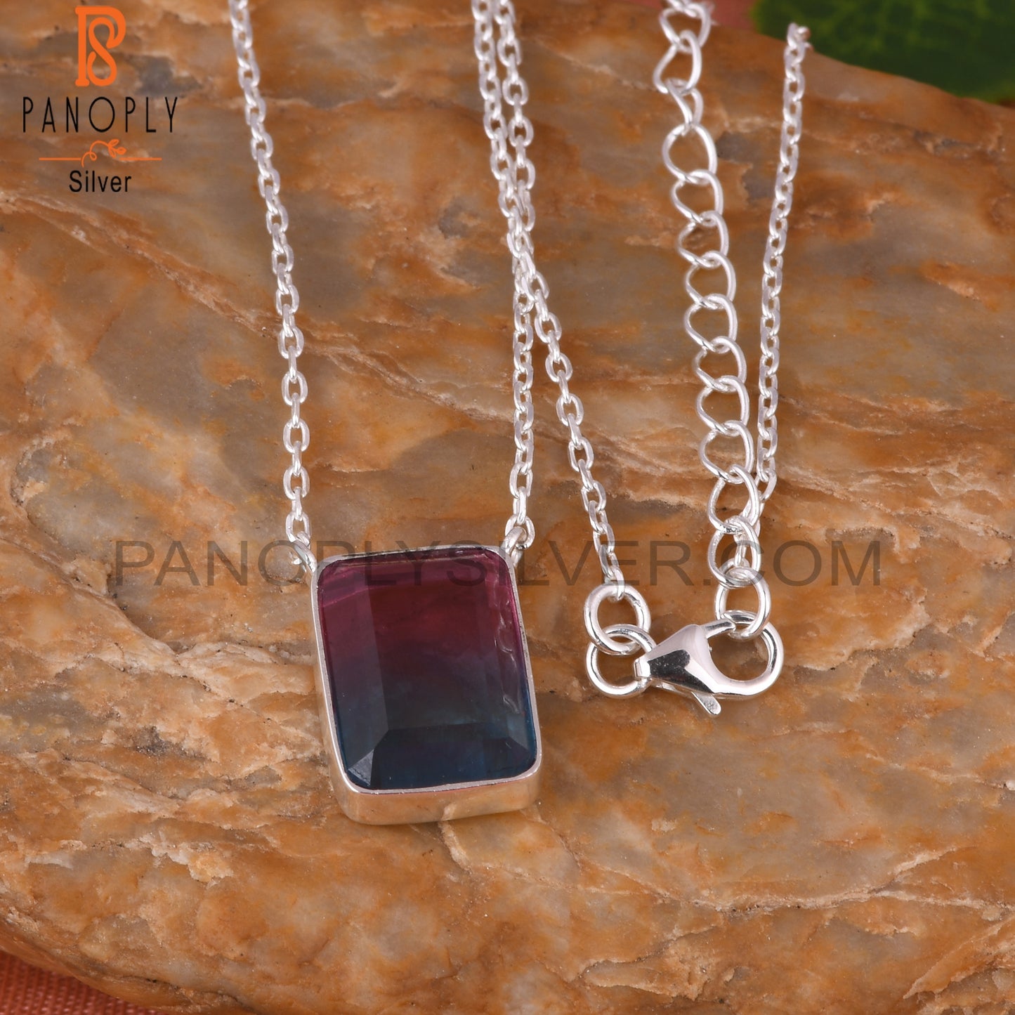 Bio Alexandrite Doublet Quartz Octogan 925 Silver Pendant