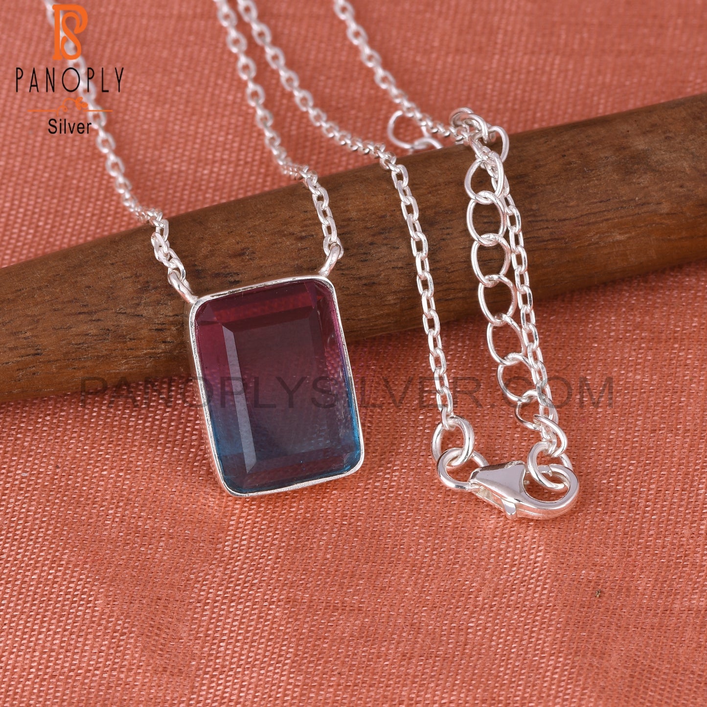 Bio Alexandrite Doublet Quartz Octogan 925 Silver Pendant