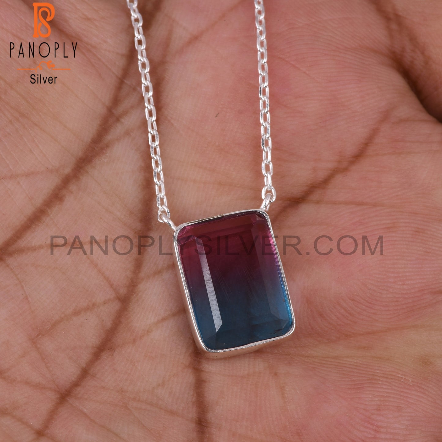 Bio Alexandrite Doublet Quartz Octogan 925 Silver Pendant
