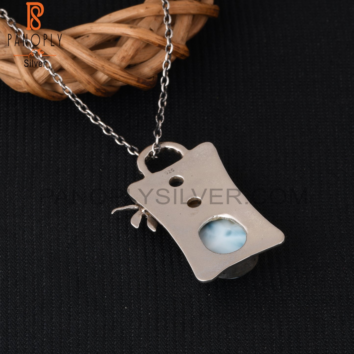 Blue Topaz, Pearl & Larimar 925 Sterling Silver Pendant