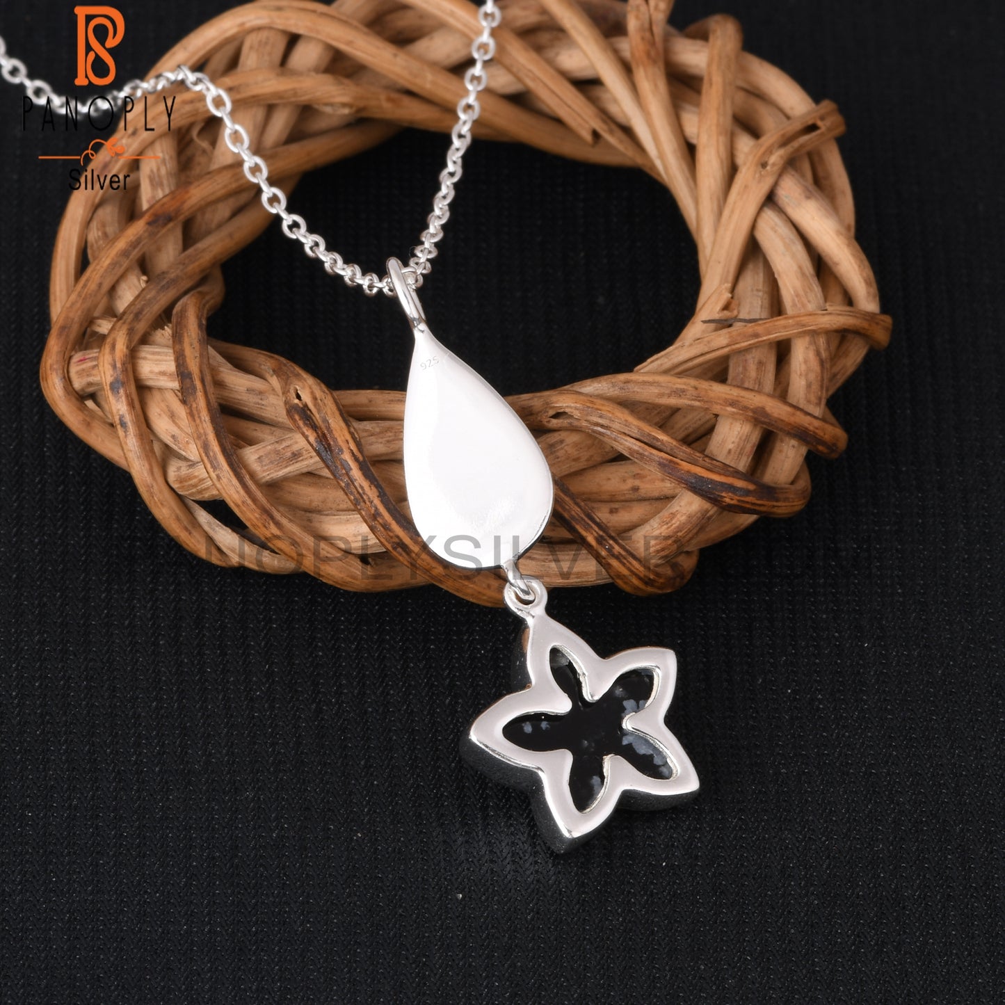 Snowflake Obsidian 925 Sterling Silver Pendant With Chain