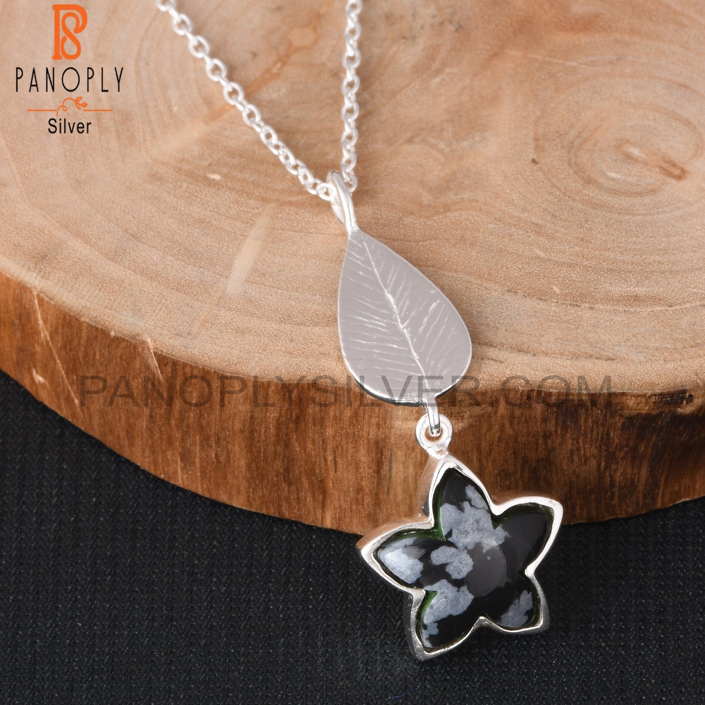 Snowflake Obsidian 925 Sterling Silver Pendant With Chain