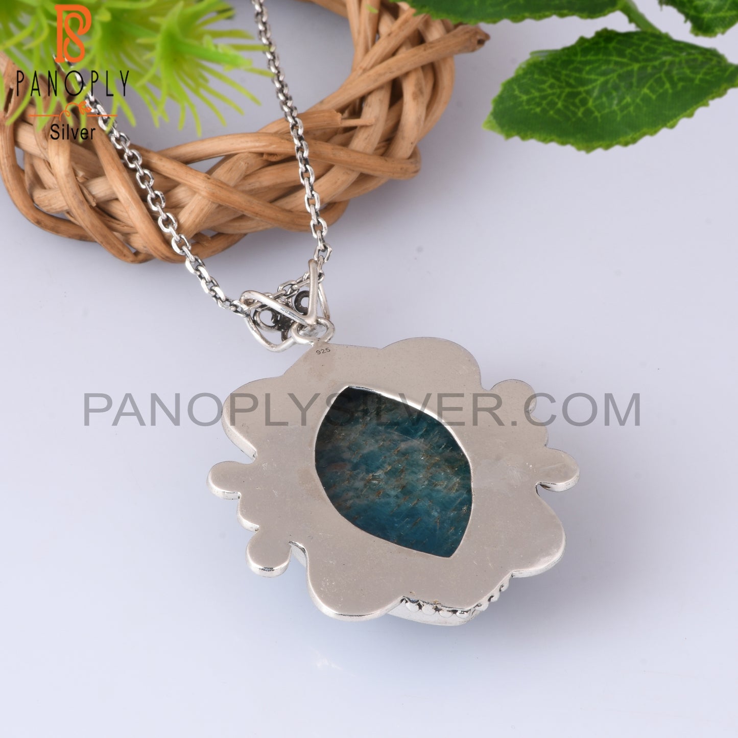Apatite Marquise Shape 925 Sterling Silver Pendant With Chain