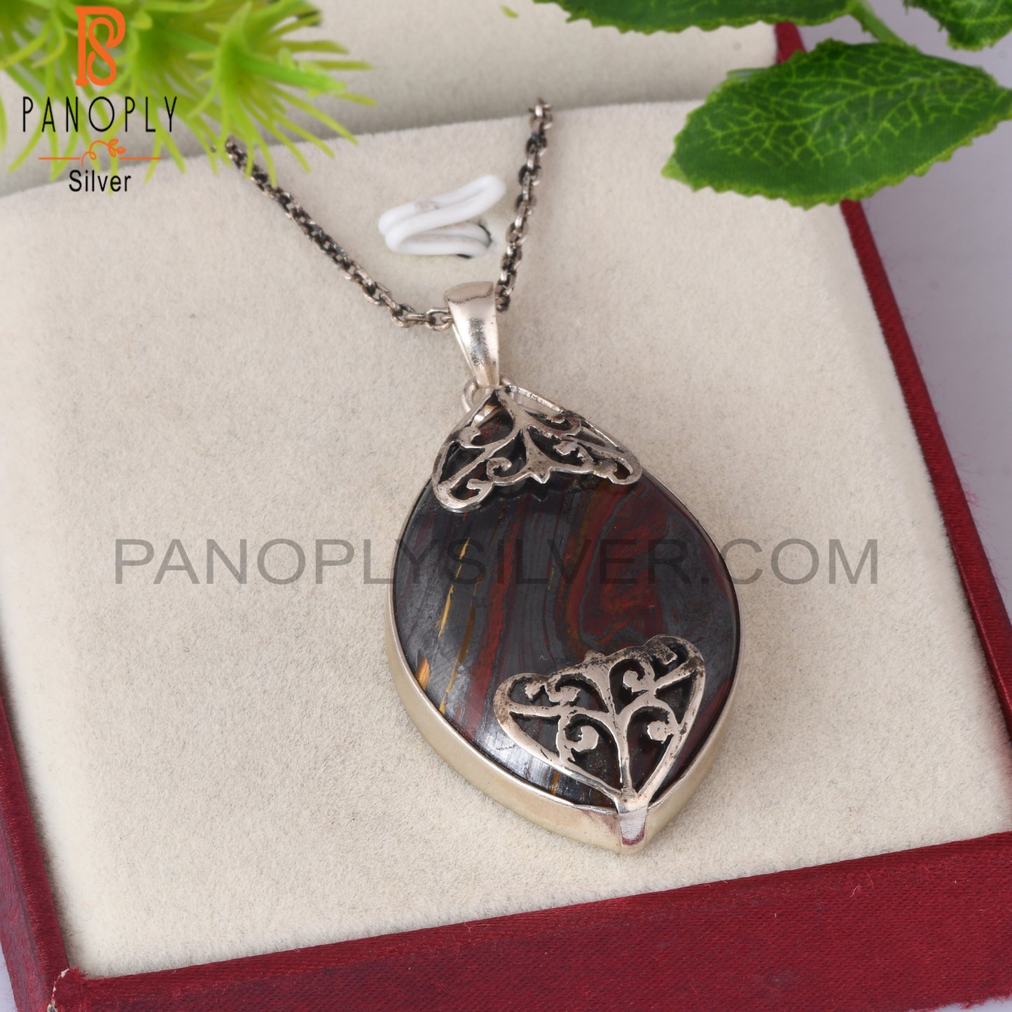 Tiger Eye Iron 925 Sterling Silver Pendant For Wife