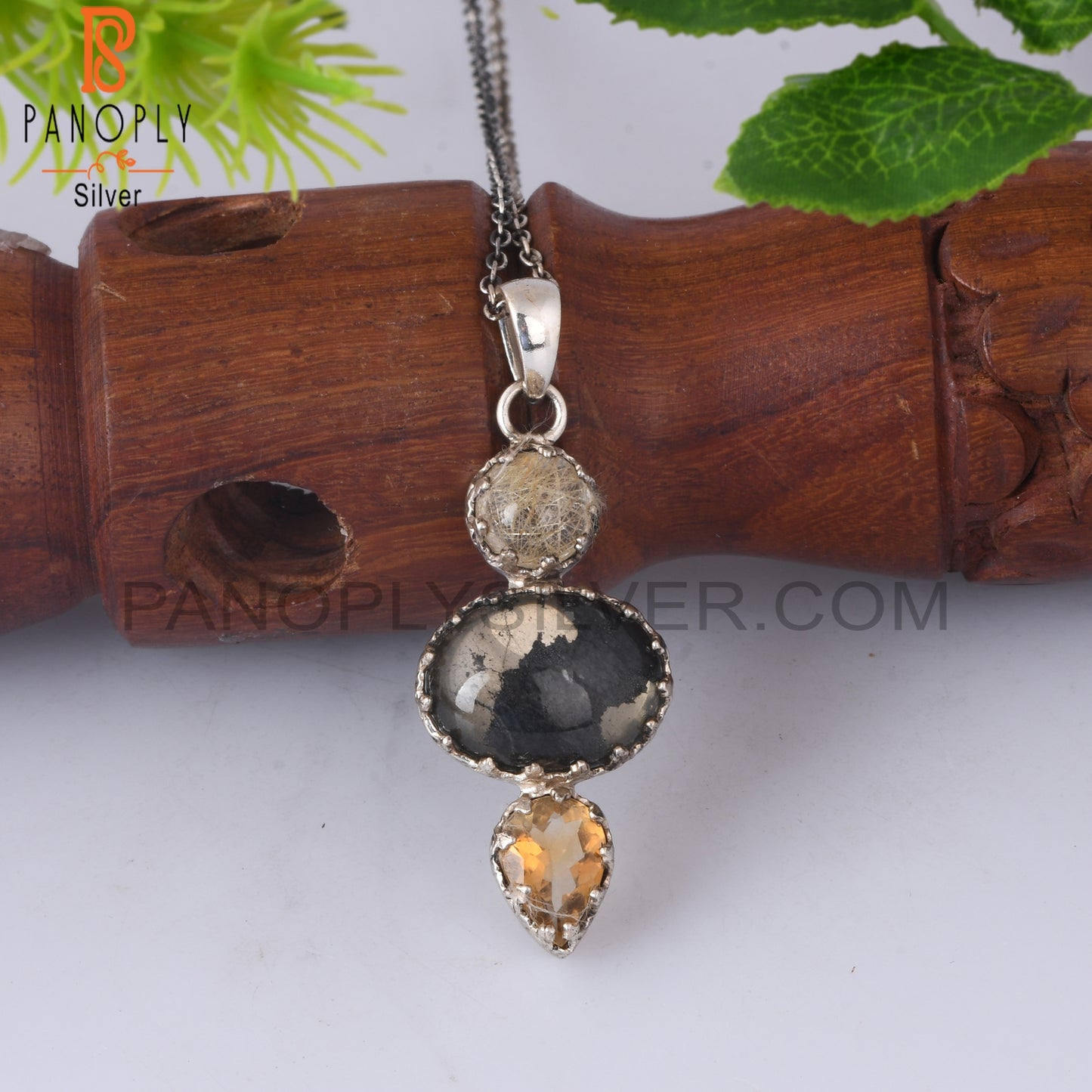 Citrine, Golden Rutile Doublet Apache Gold Crystal Pendant